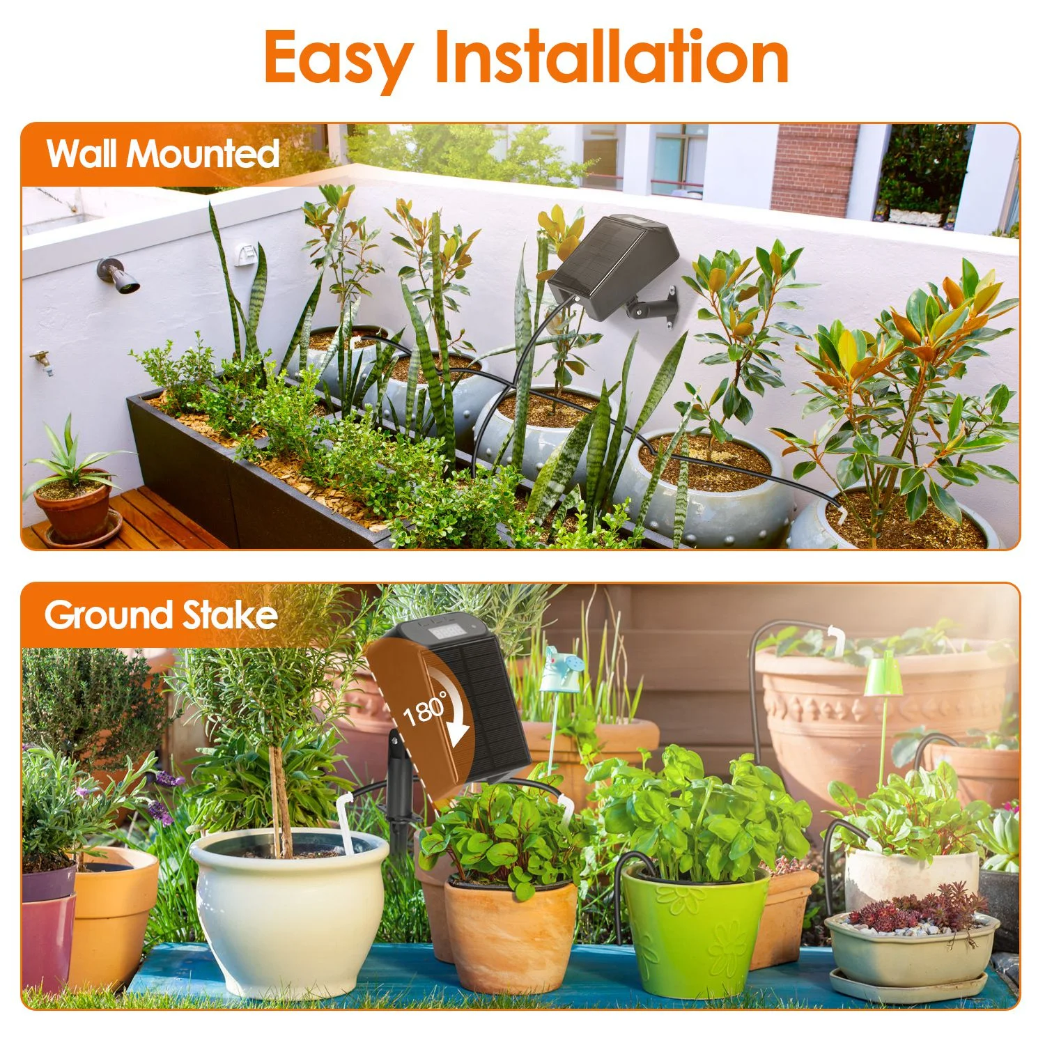 Automatic Solar Drip Irrigation Kit System iMounTEK Plant Self Watering Device IP65 Waterproof for Indoor Outdoor Patio Garden 10-15 Pots Plants