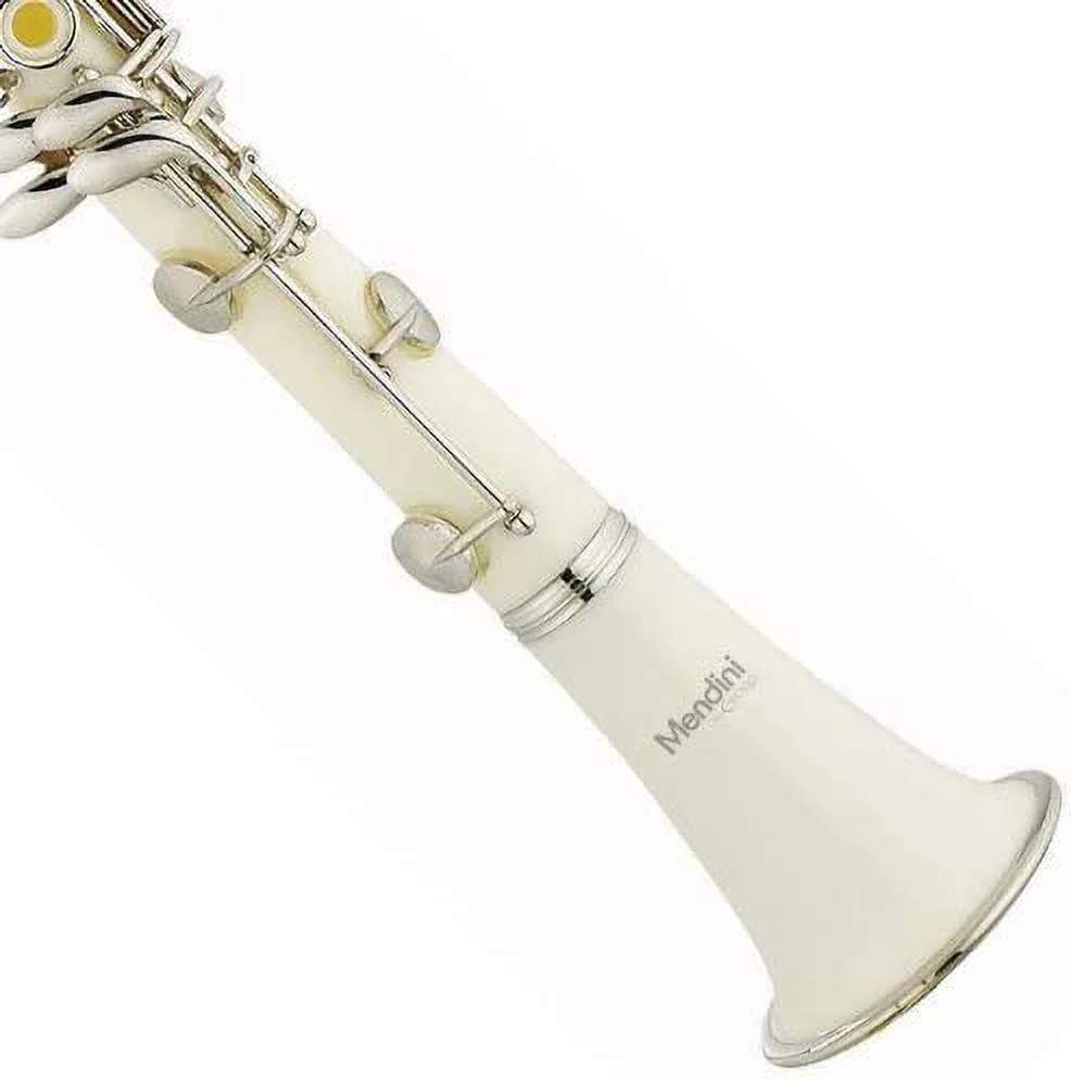 Mendini by Cecillo Bb Clarinet w/Case Best Beginners for Students, Adults and Kids White