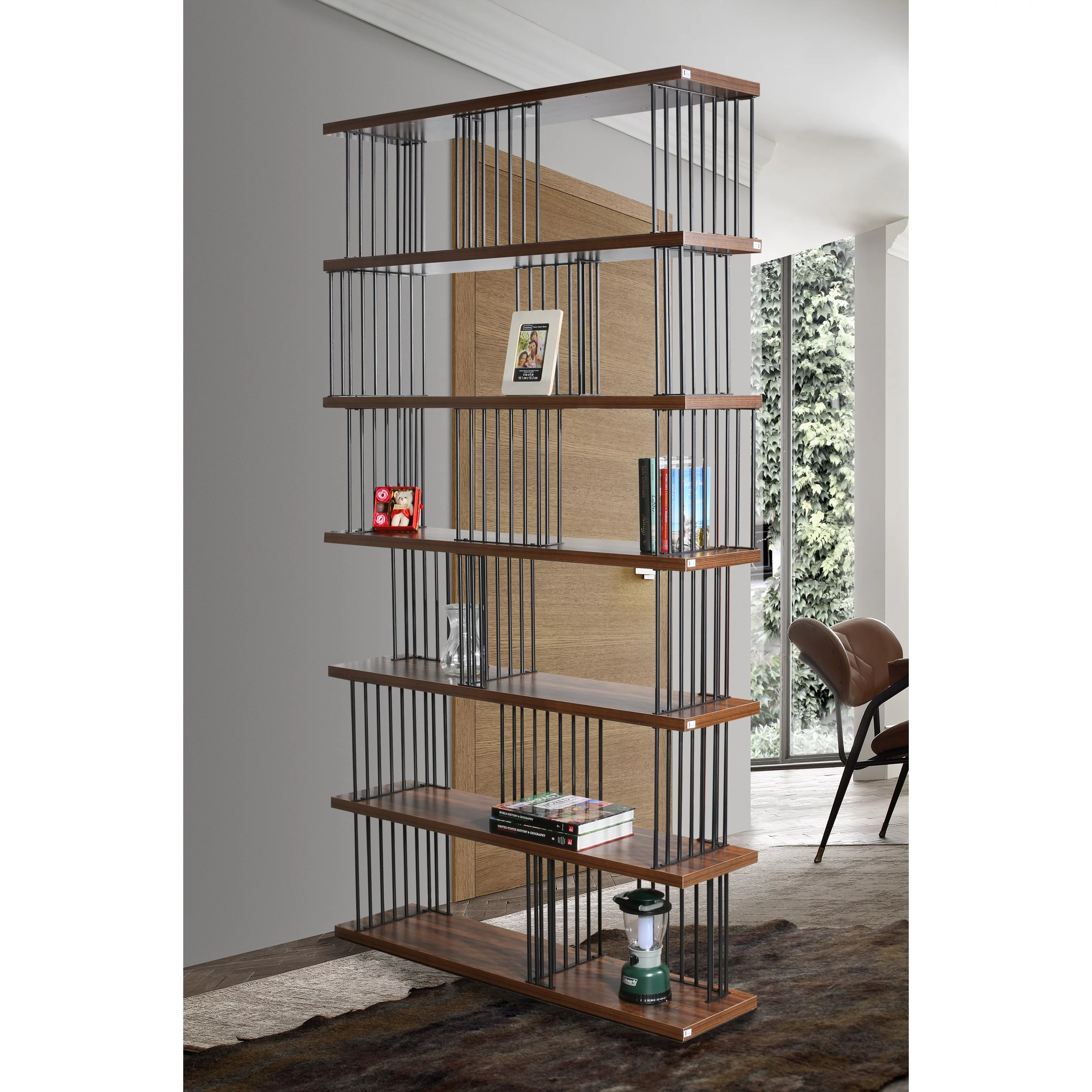DAVEE Modern & Contemporary Antique Wood 6-tier Bookcase