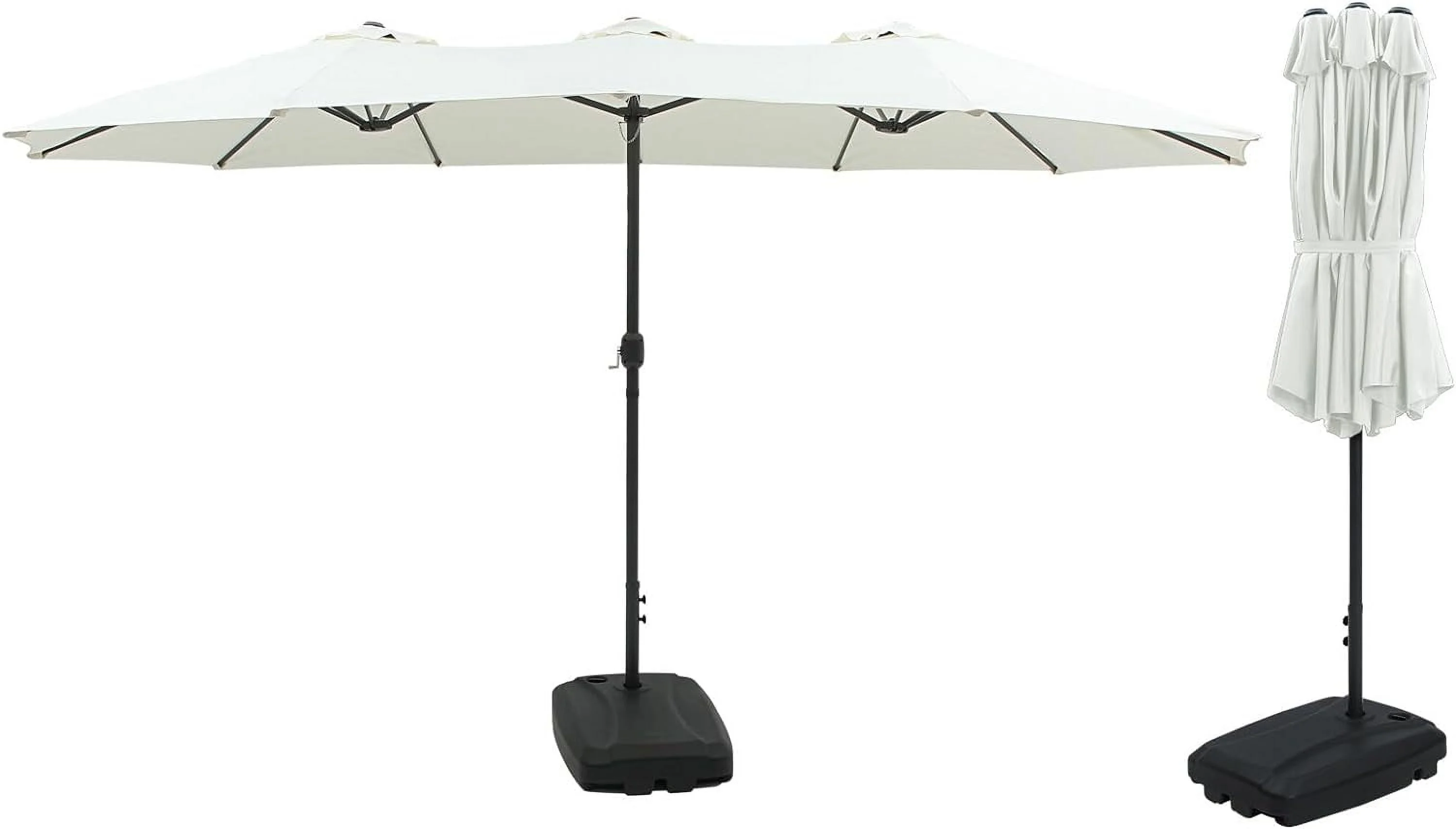 15Ft Rectangle Outdoor Patio Umbrella W/Mobile Base Included, 15 Foot 180