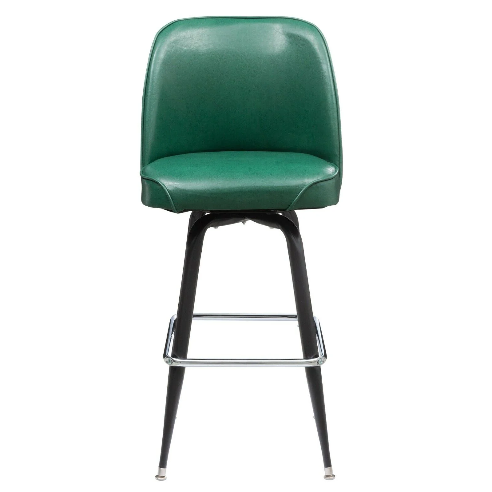 (2 PACK) Metal Restaurant Barstool with Green Vinyl Swivel Bucket Seat
