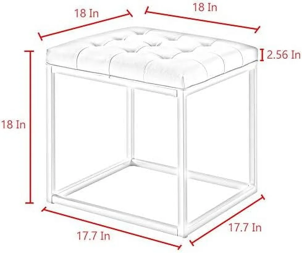 xrboomlife Yellow Cube Ottoman | PU Leather | Button Tufted | Metal Frame | Living Room Entryway | Modern Contemporary