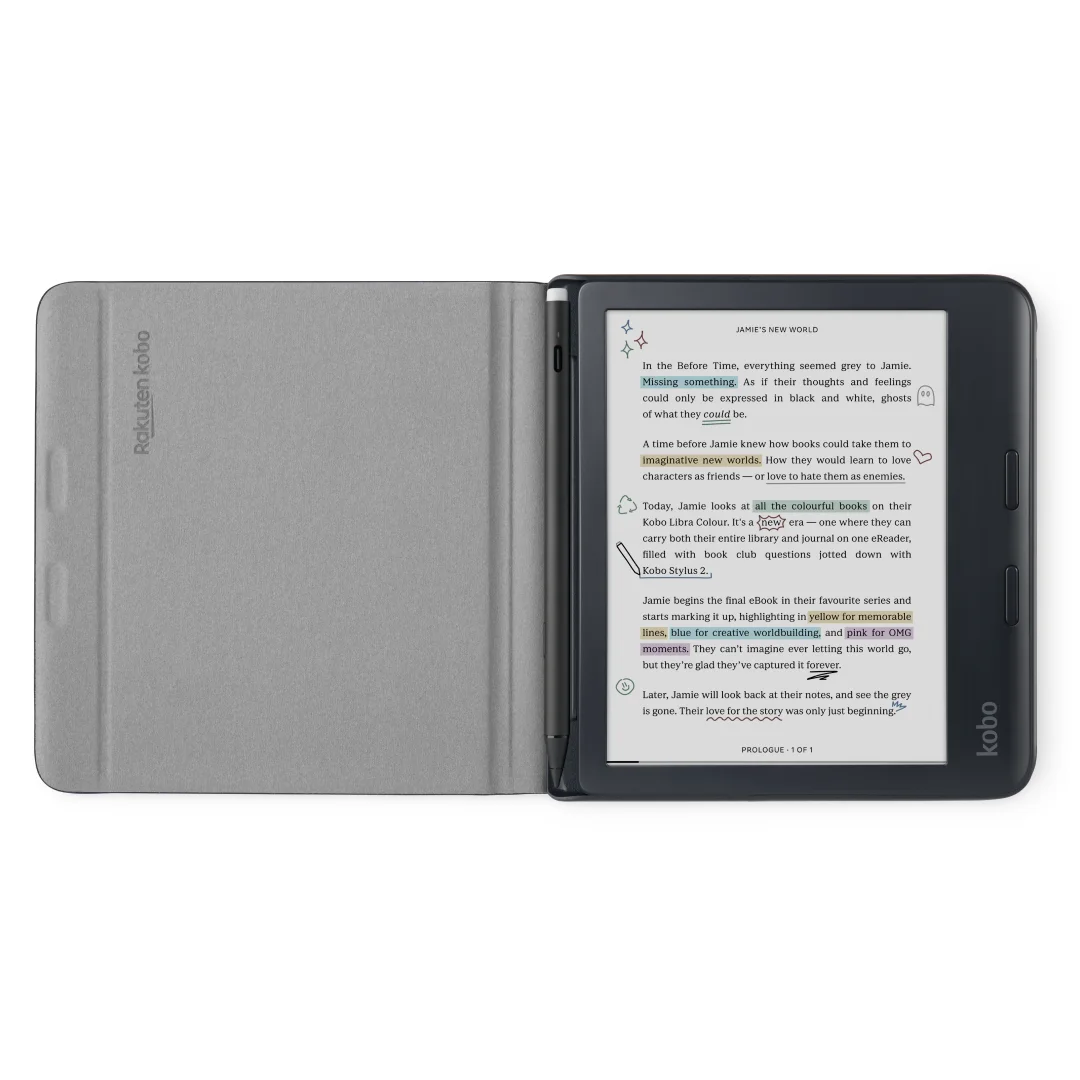 Kobo Libra Colour Notebook SleepCover Case | Sleep/Wake Technology | Built-In 2-Way Stand | Vegan Leather | Compatible with 7” Kobo Libra Colour eReader (Black)