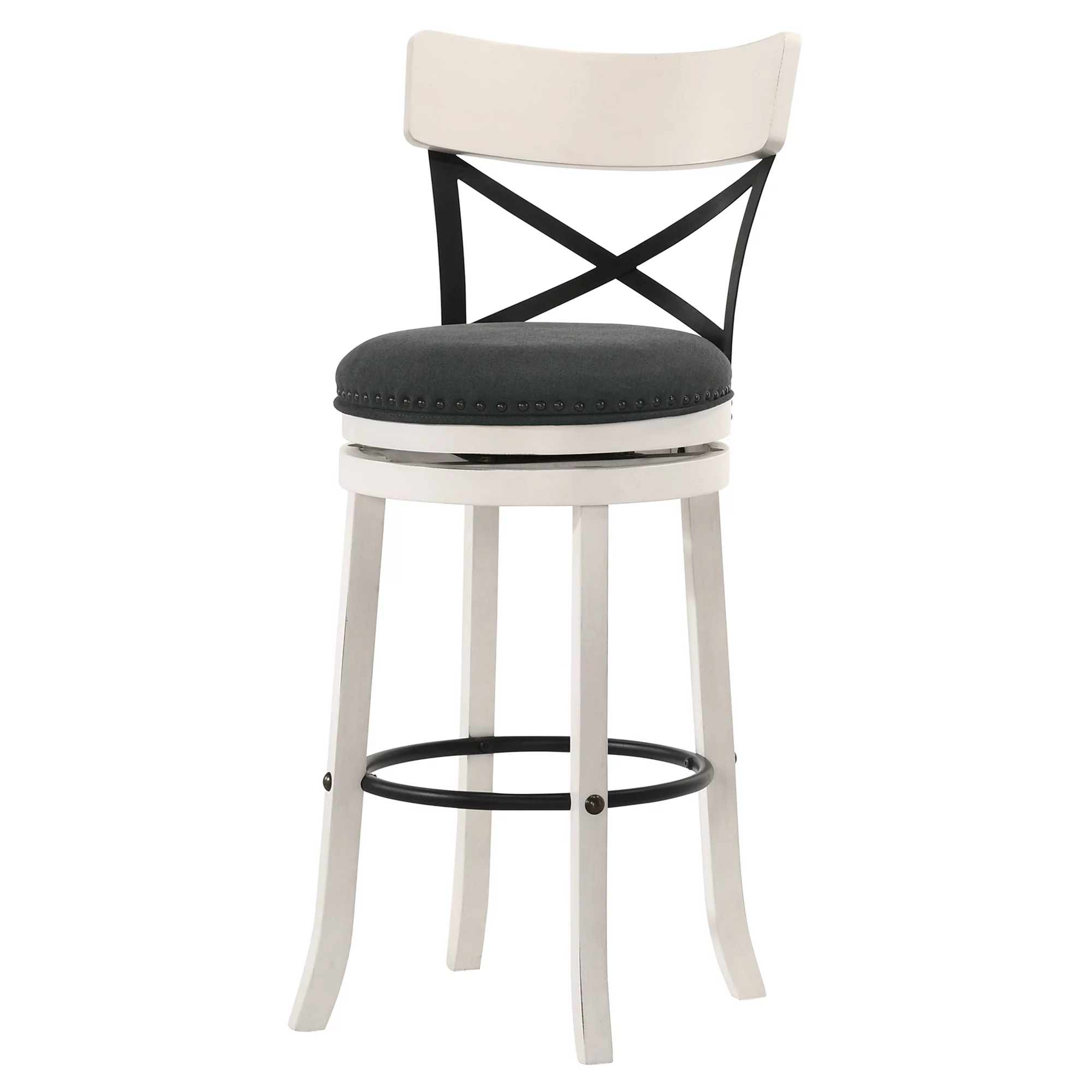Furniture of America Hillcrest Wood Swivel Barstool-Set of 2, 29-in