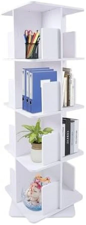 YPDRYGV Bookcase ° Rotating Bookshelf Floor Standing Organizer   Display Rack  Room Study Room Bedroom Home Office ( 3 Tiers)