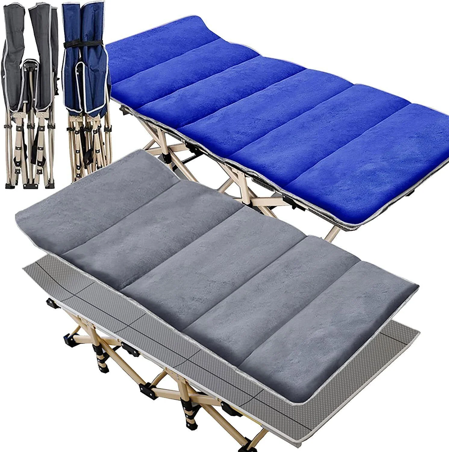 Adult Folding Camping Cots Rollaway Guest Bed Heavy Duty Bed w/ Mattress