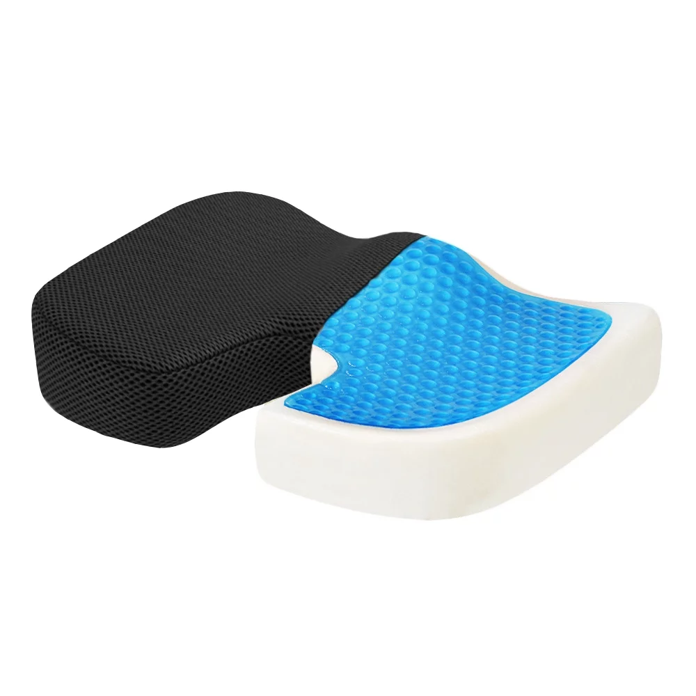 Hidetex Gel Memory Foam Seat Cushion - Orthopedic Coccyx Sciatica Tailbone and Lower Back Pain Relief - Car Driving - Office Chair - Wheelchair Comfort Support Seat Cushion for Four Seasons