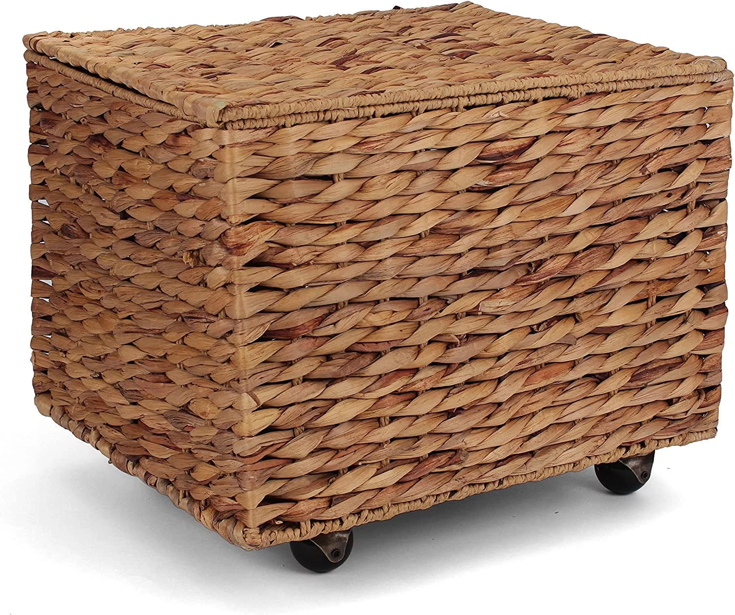 U-SHARE Seagrass Rolling File Cabinet - Home Filing Cabinet - Hanging File Organizer - Home and Office Wicker File Cabinet - Water Hyacinth Storage Basket for File Storage (Russet Brown)