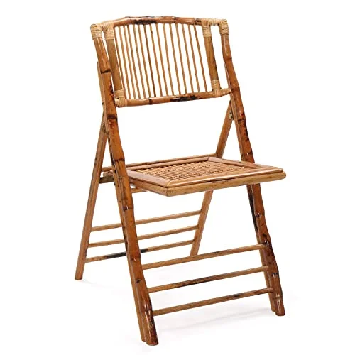 VINGLI Bamboo Folding Chair Set of 2, Foldable Dining Chair for Outdoor & Indoor, Patio, Porch, Wedding, Party, Event