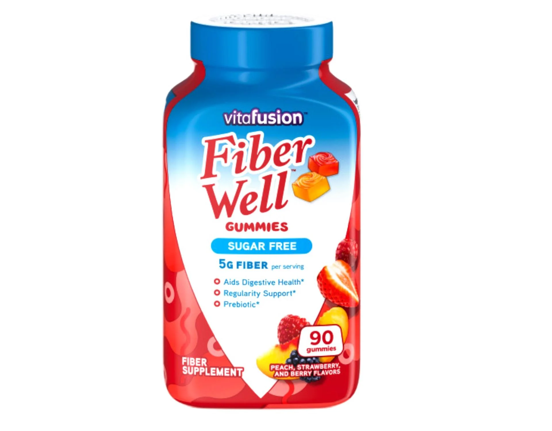 Vitafusion Fiber Well Gummies Fiber Supplement Peach, Strawberry and Blackberry Flavors 90 Each
