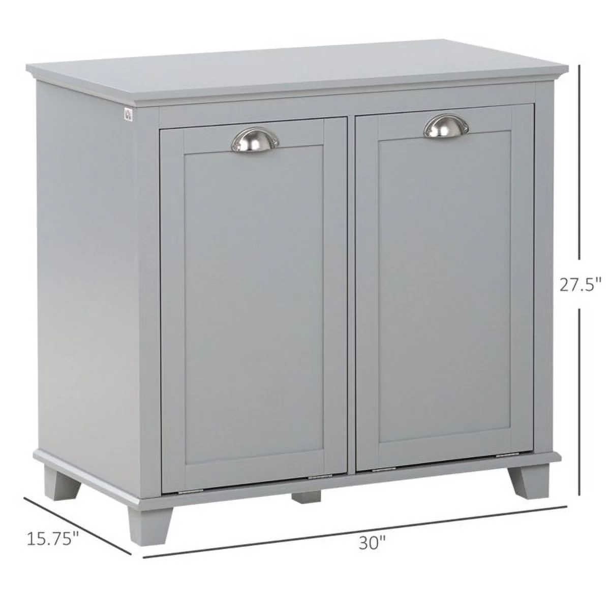Fithood Tilt-Out Laundry Sorter Cabinet, Bathroom Storage Organizer Grey-AS