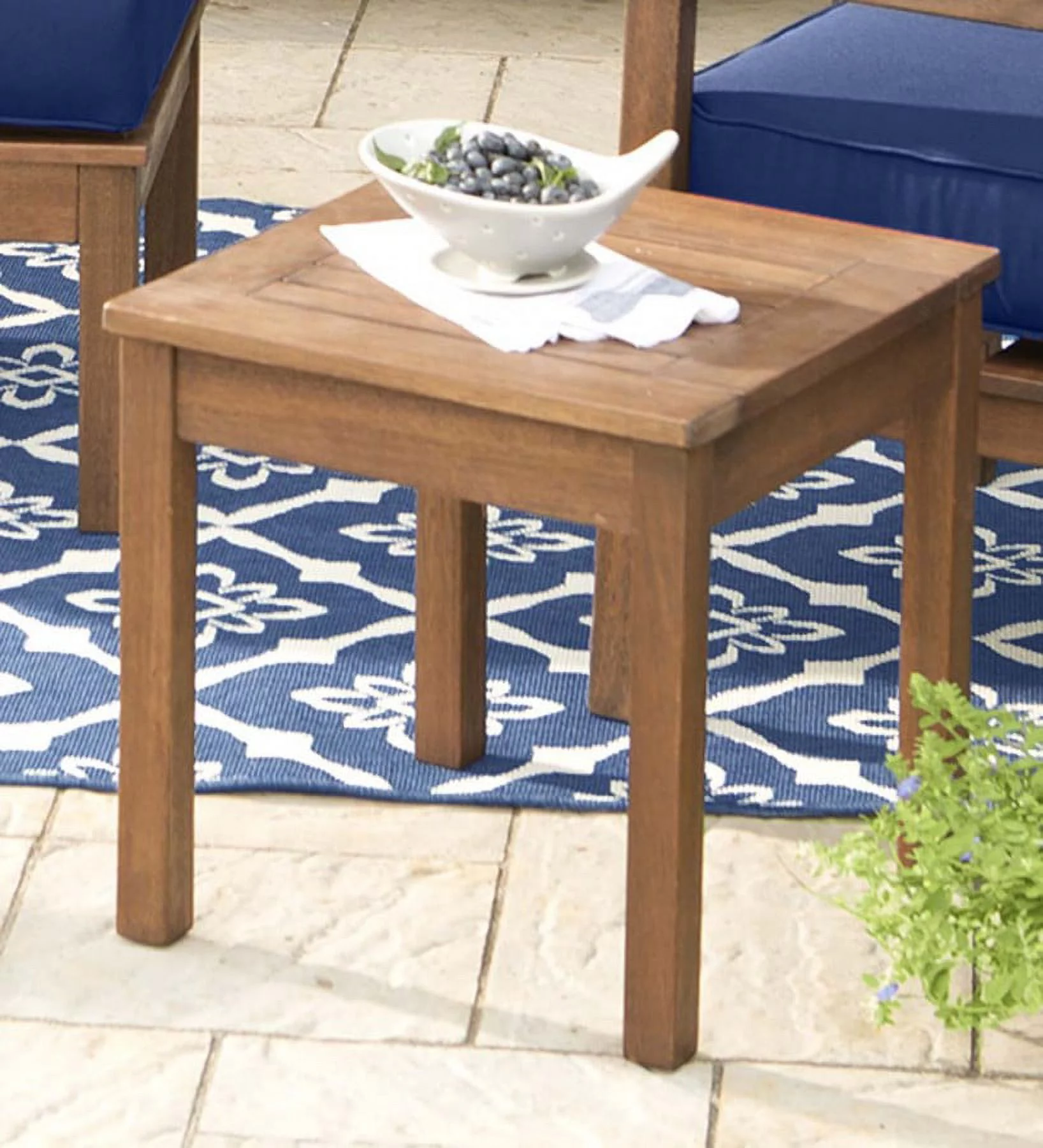 Plow & Hearth Eucalyptus Wood Outdoor Side Table, Lancaster Collection, in Natural