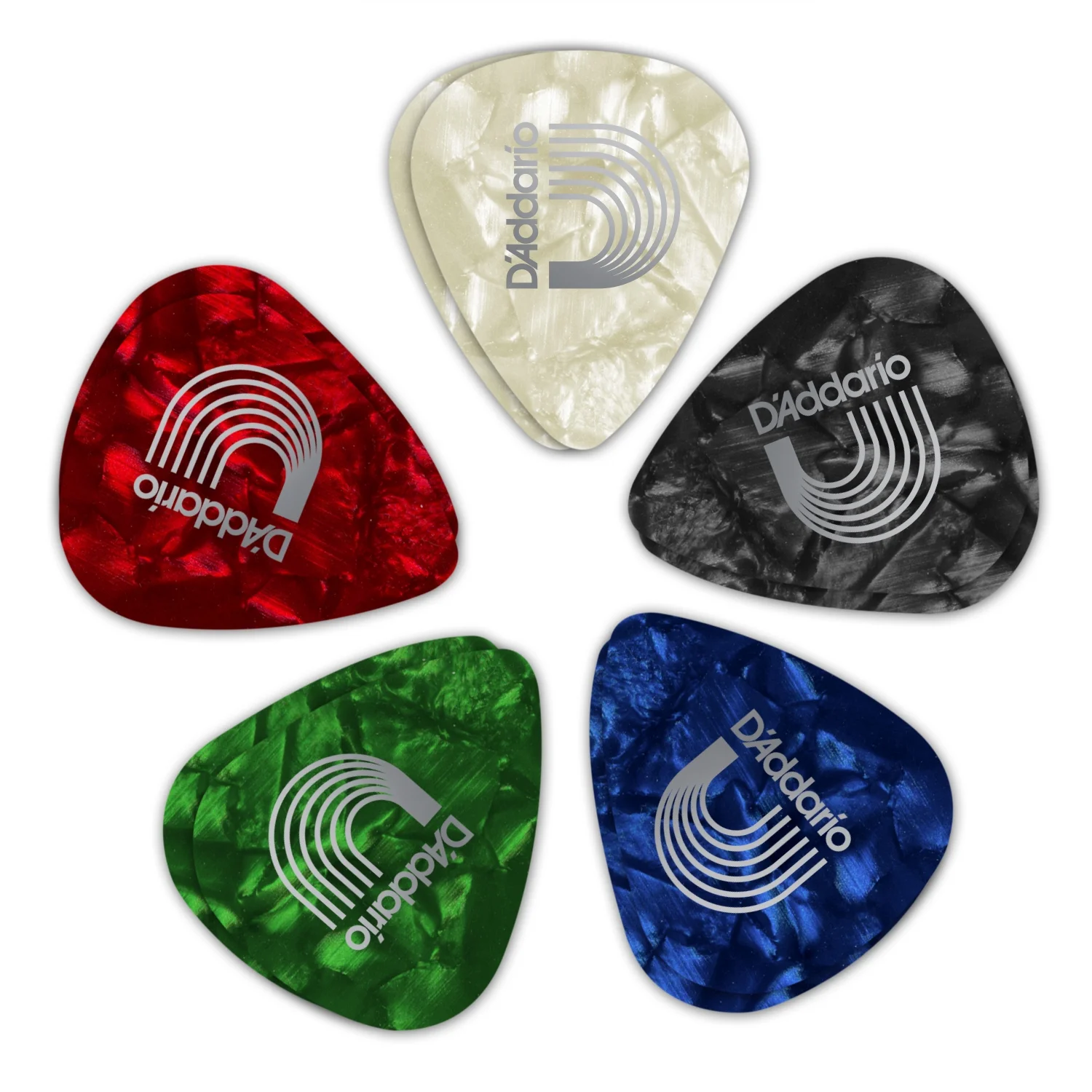 D'Addario Assorted Pearl Celluloid Guitar Picks, 25 pack, Medium
