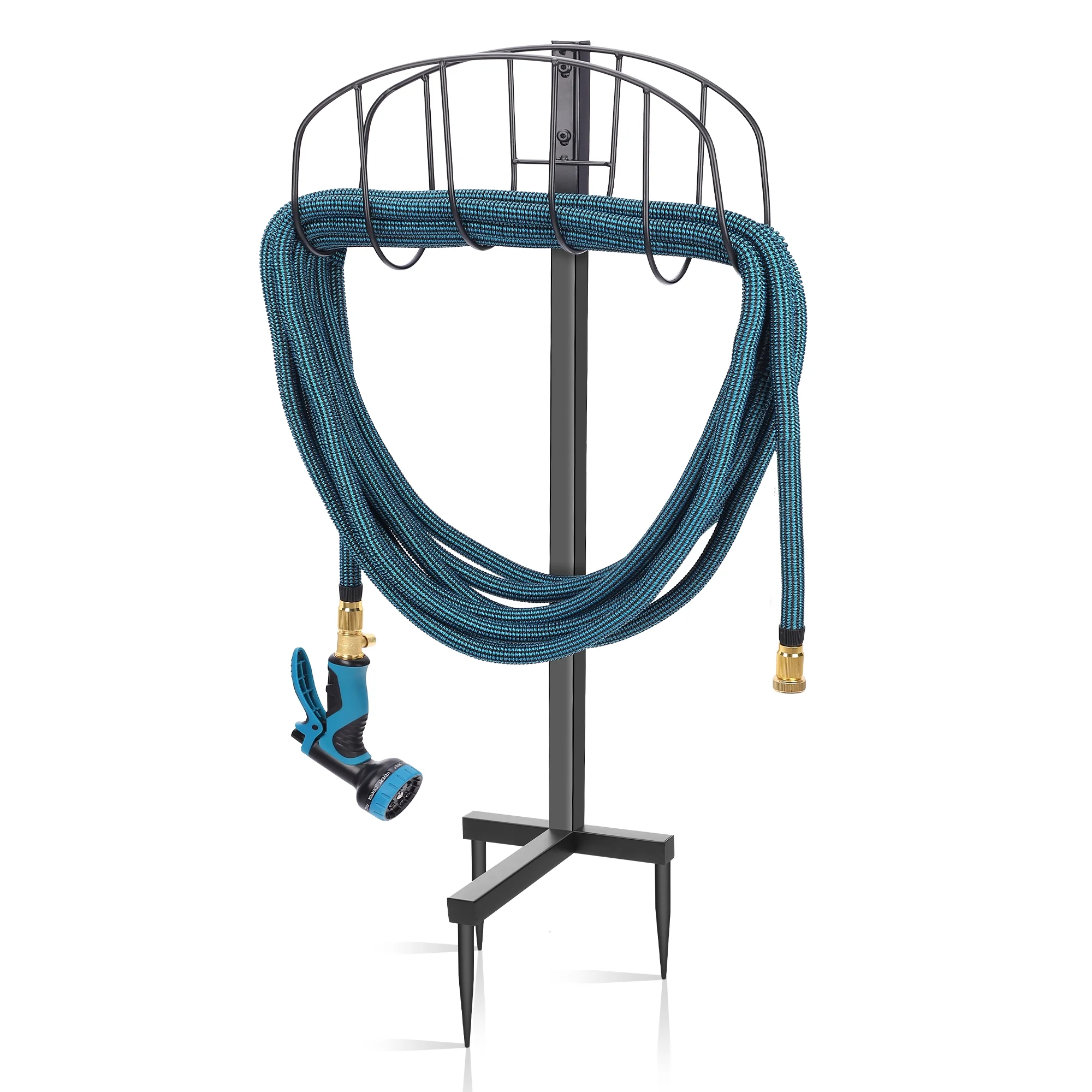 GuardWee Garden Hose Holder Freestanding, Water Hose Holder Stand Holds 100-Feet Hose, Heavy Duty Hose Stand Hose Hanger Outdoor Hose Organizer Sturdy Garden Hose Storage Rack for Outside
