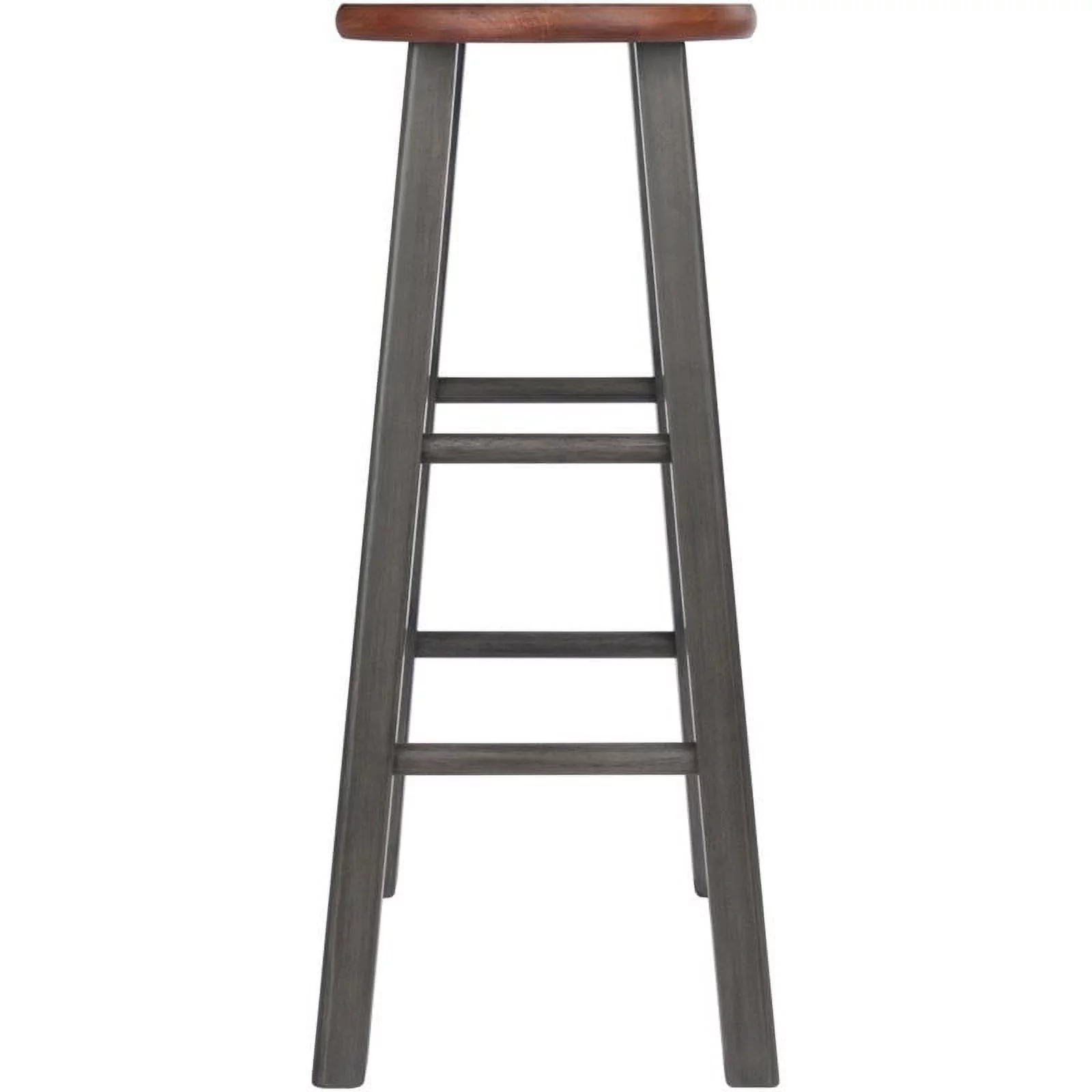 Home Square 3 Piece Transitional Solid Wood Barstool Set in Rustic Teak and Gray