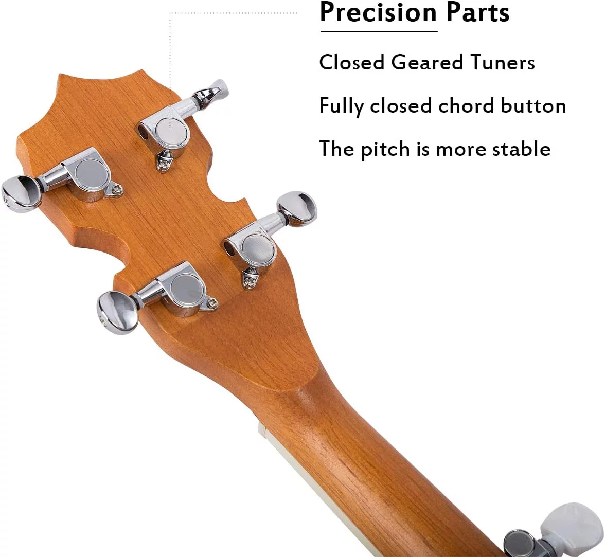 Mulucky 5 String Banjo Mini - 28 Inch Travel Banjo Sapele Body Closed Solid Back Beginner Kit With Gig Bag Tuner Picks Strings Strap - B806