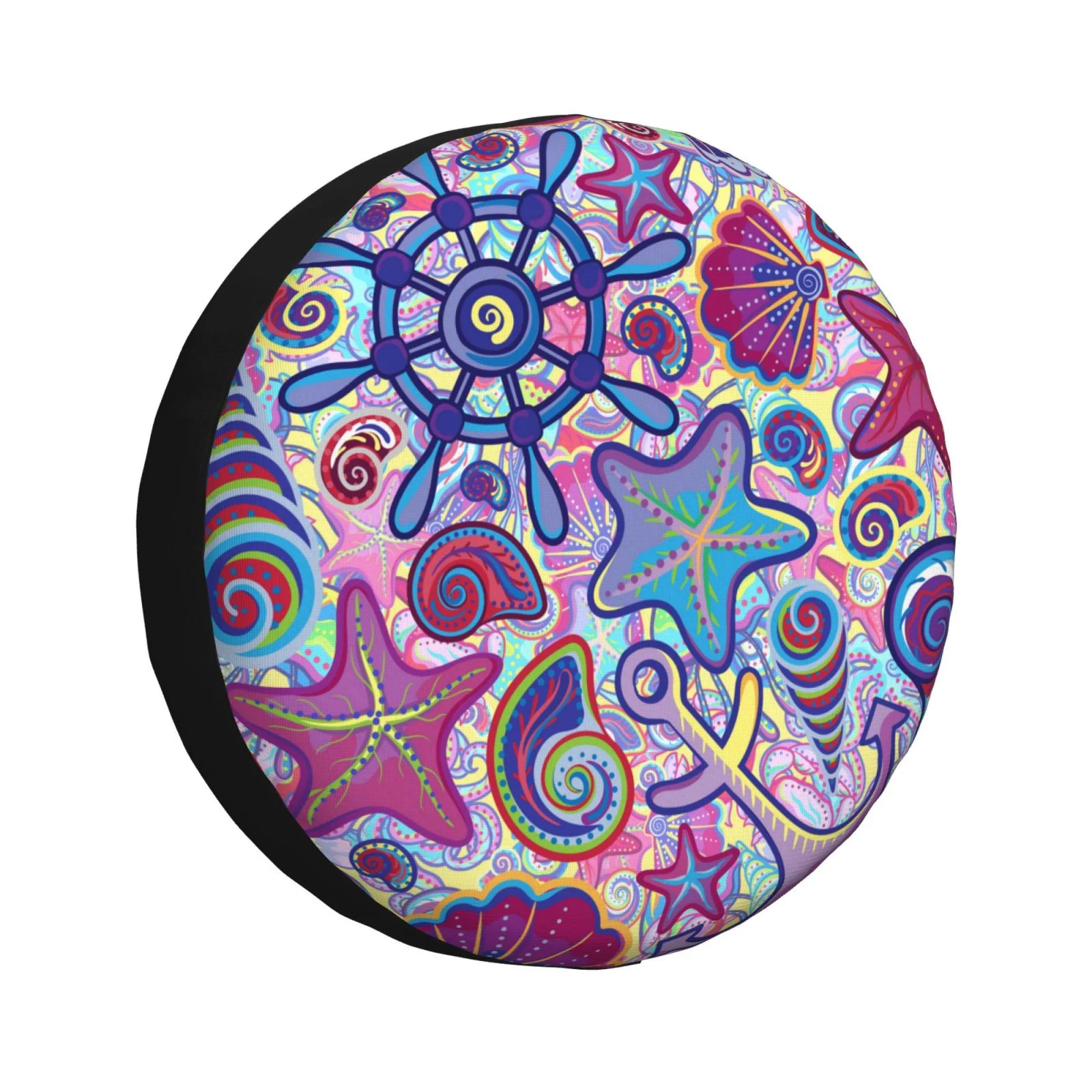 Easygdp Cute Nautical Wheel Sun Guard, Spare Tire Cover,Universal Trailer Suv Truck Camper Travel,Easy To Install And Remove -14 Inch