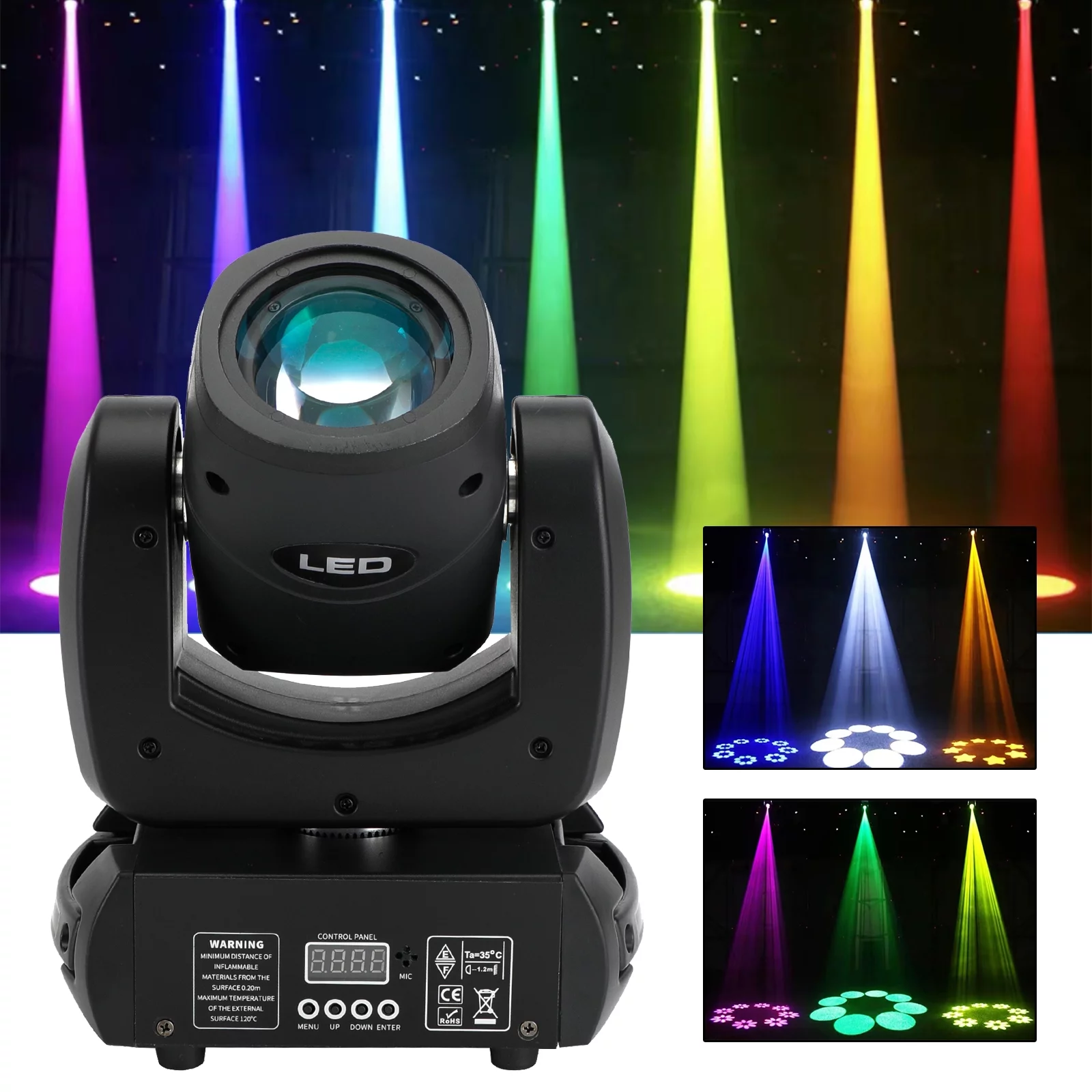 Motor Genic 100W 8Prism LED Beam Gobo Moving Head Stage Lighting DMX Party Disco DJ Light