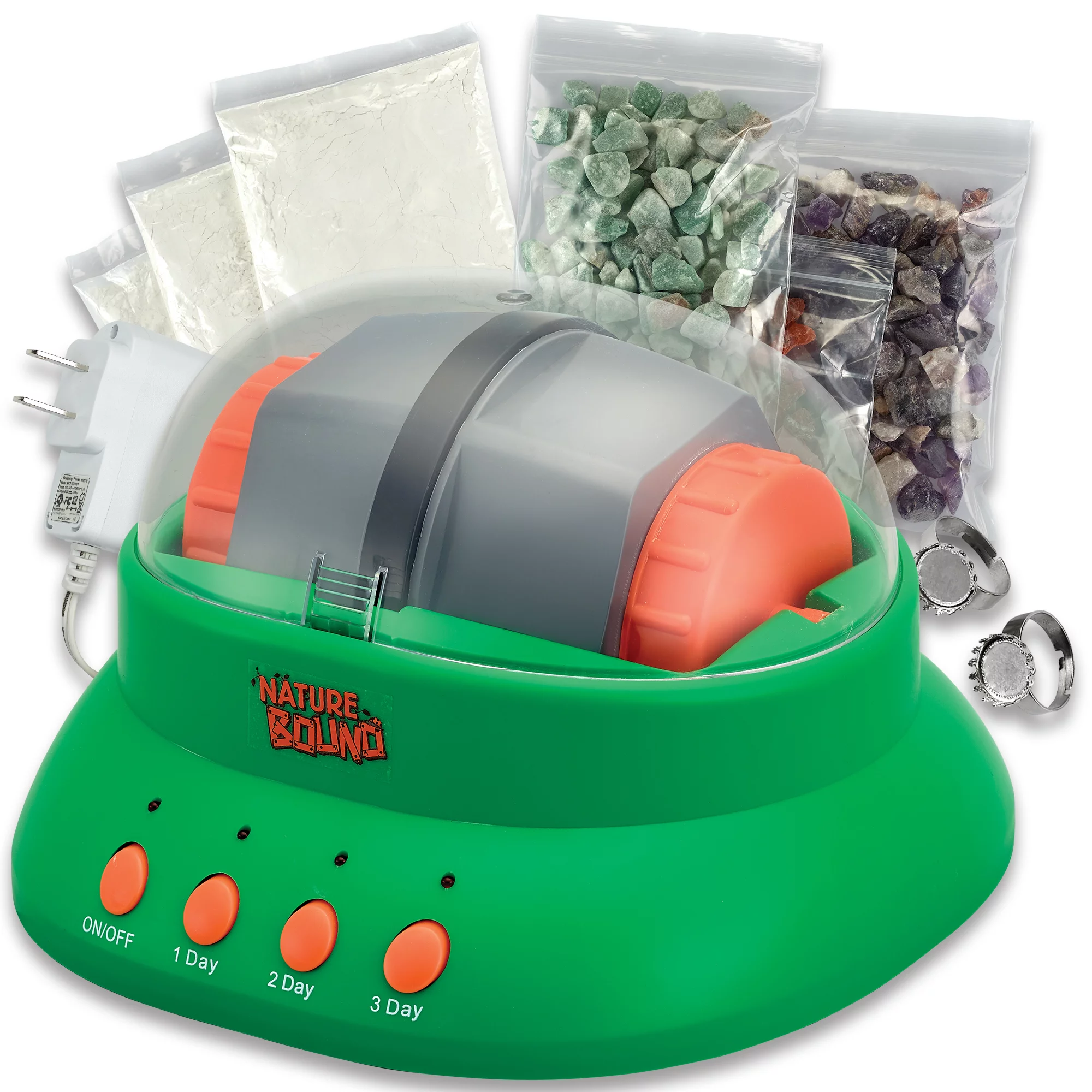 Nature Bound Fast Rock Tumbler Kit – Includes Rough Gemstones & Grit