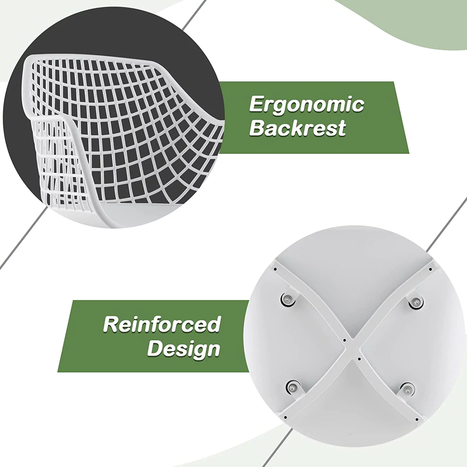 Modern Dining Chairs Set of 4 - White Arm Chair with 15