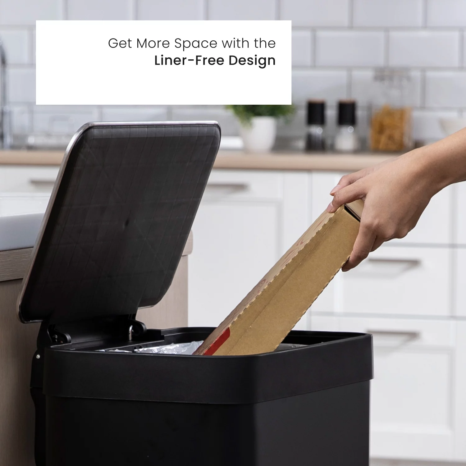 Home Zone Living 13 gal/50 Liter Kitchen Garbage Can Stainless Steel, Black