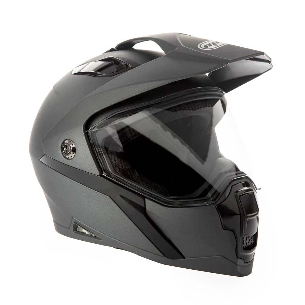 MMG Adult Motorcycle Dual Sport Off-Road Full-Face Helmet DOT - Matte Gray (Large) Model 23