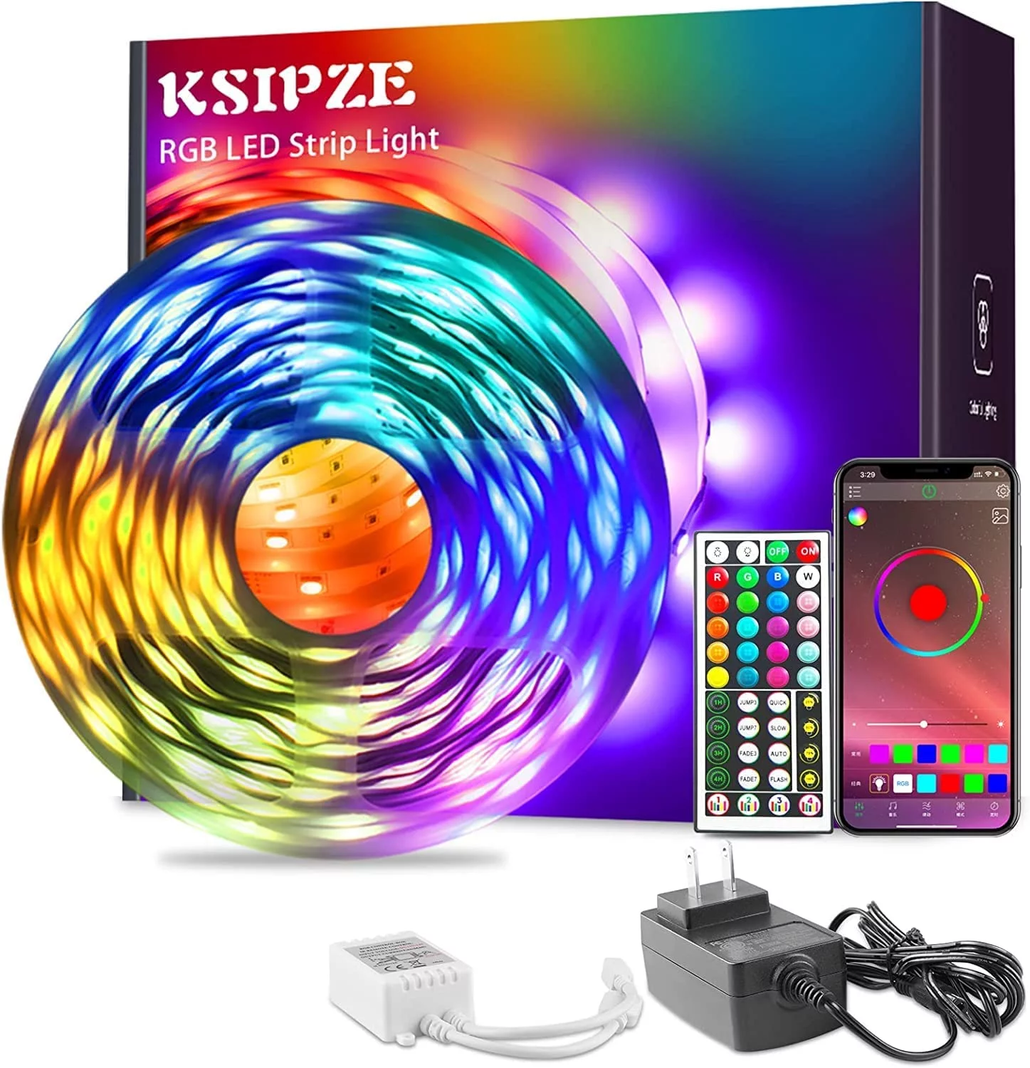 50ft Led Strip Lights RGB Music Sync Color Changing,Bluetooth Led Lights with Smart App Control Remote,Led Lights for Bedroom Room Lighting Flexible Home Decor