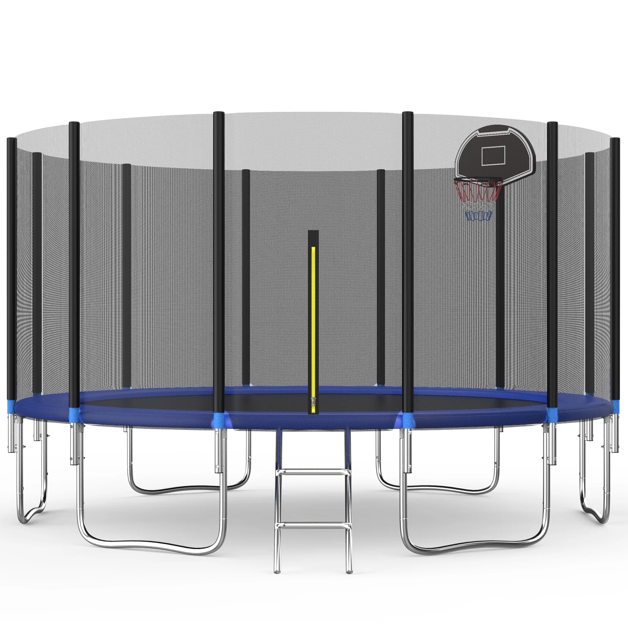 EUROCO 16FT Trampoline for Adults and Kids, Trampoline with Enclosure ,Ladder,Basketball Hoop,Heavy Duty Recreational Trampoline Capacity for 9-10 Kids