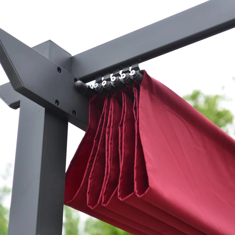ALEKO Aluminum Outdoor Retractable Canopy Pergola, 13 x 10 Ft, Burgundy Color