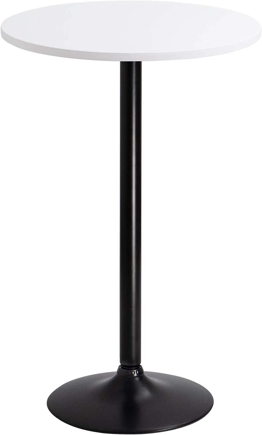 Bistro Pub Table Round Bar Height Cocktail Table Metal Base MDF Top Obsidian Table with Black Leg 23.8-Inch Top, 39.5-Inch Height (White)