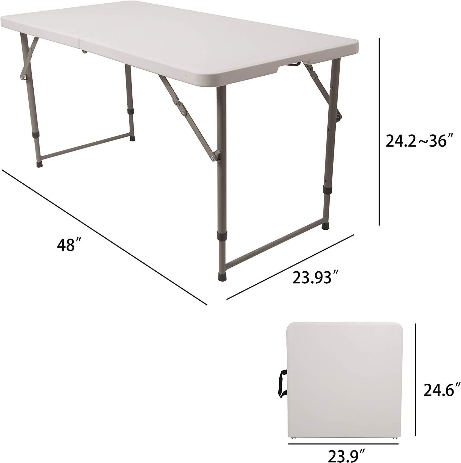 Portable Utility Camping Crafting Folding Table, 4 Feet, White