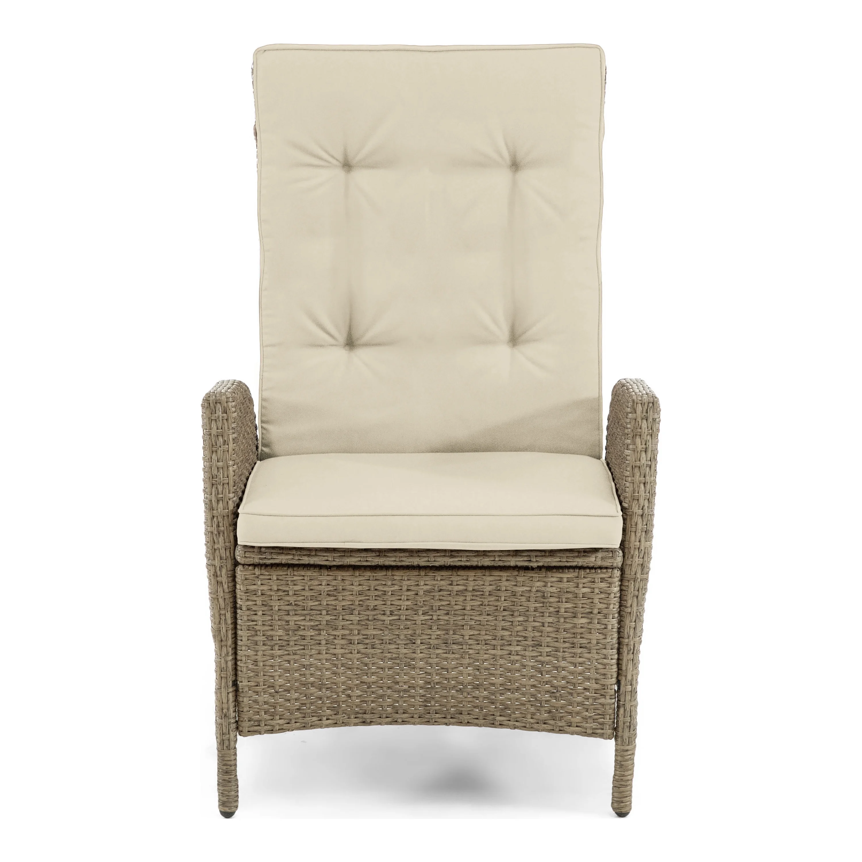 Furniture of America Alami Faux Wicker Patio Reclining Chairs, Set of 2, Beige and Brown