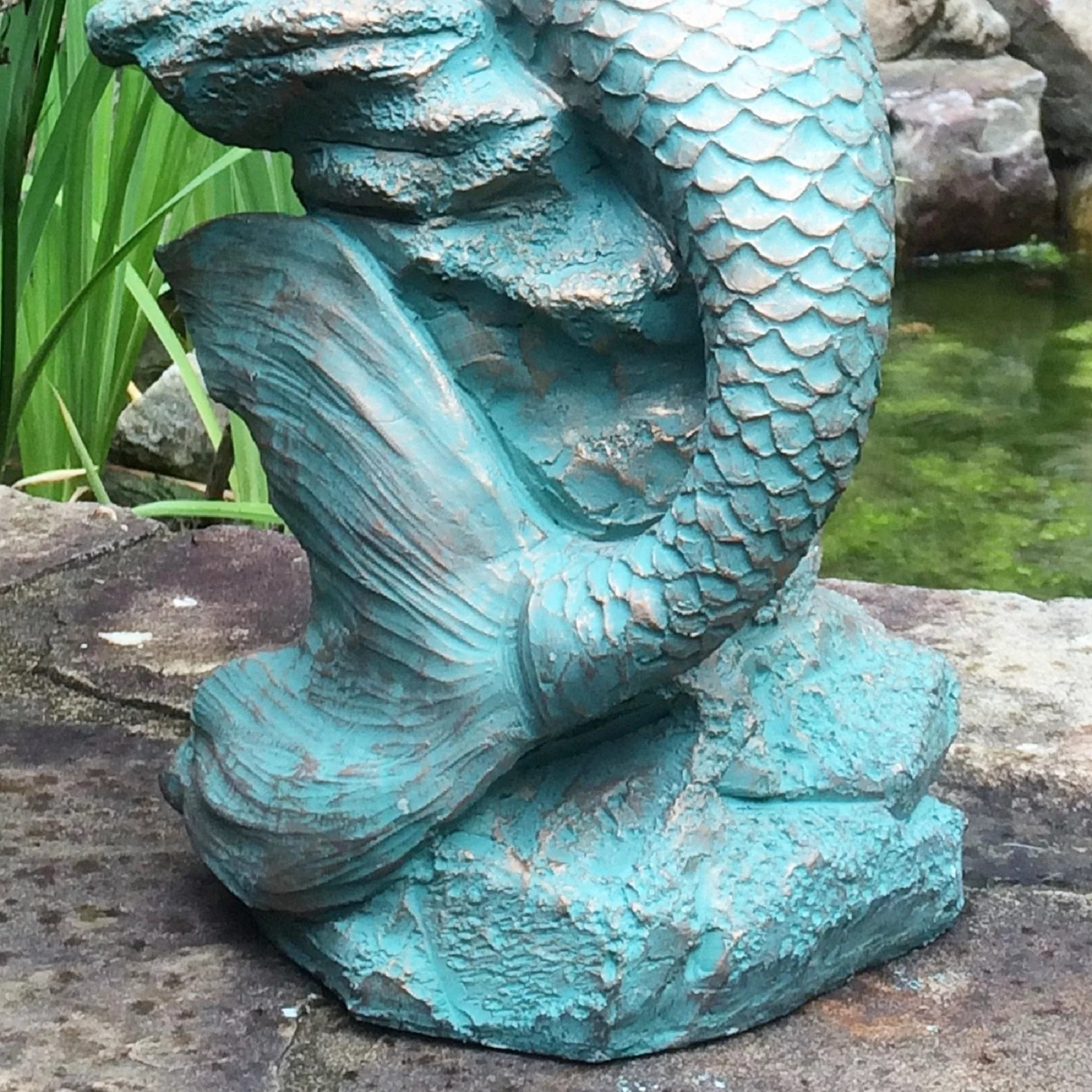 Homestyles 20 in. Bronze Patina Sexy Mermaid Sitting on Coastal Rock Beach Nautical Extra Large Statue