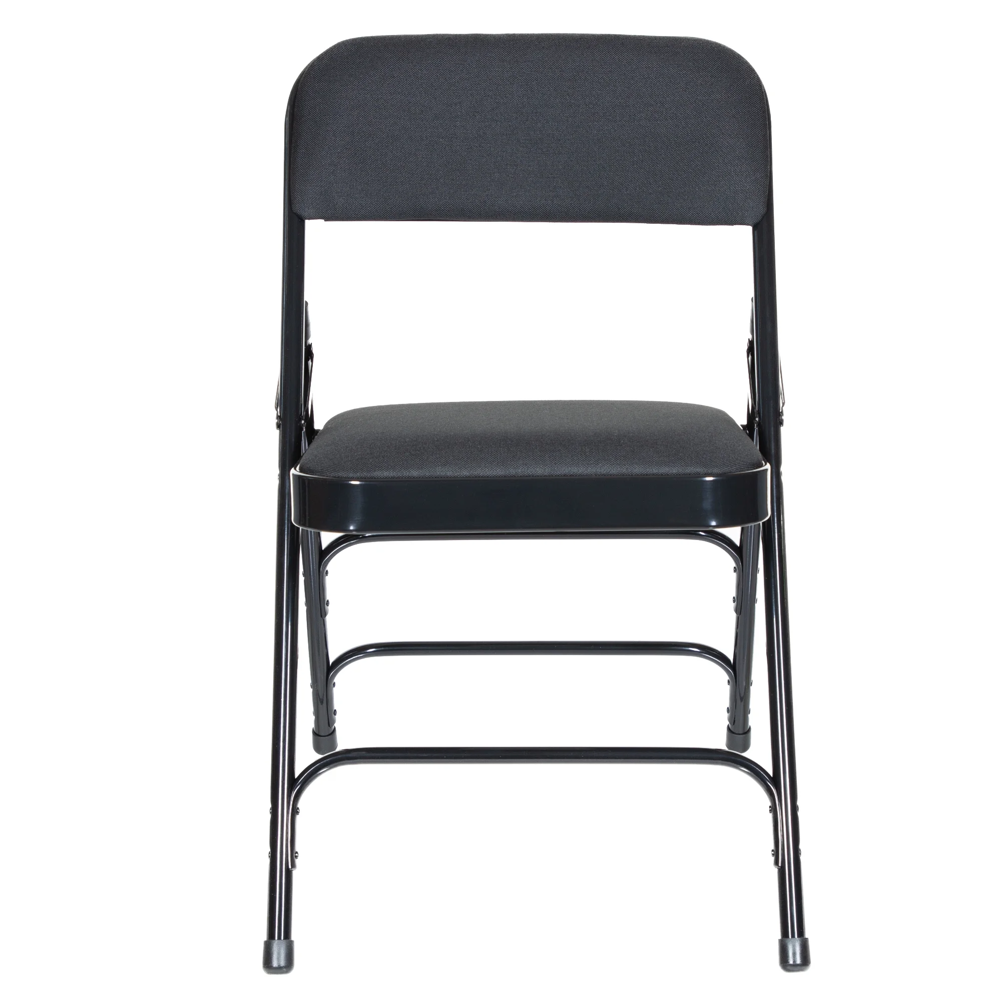 Hampden Furnishings Bernadine Collection Fabric Triple Brace Folding Chair, Black, Pack of 4