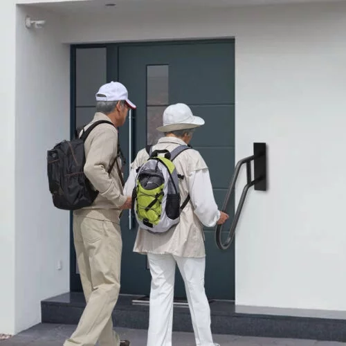 Handrails For Steps Smooth Black Iron Stair Railing for Step Wall Mount Outdoor