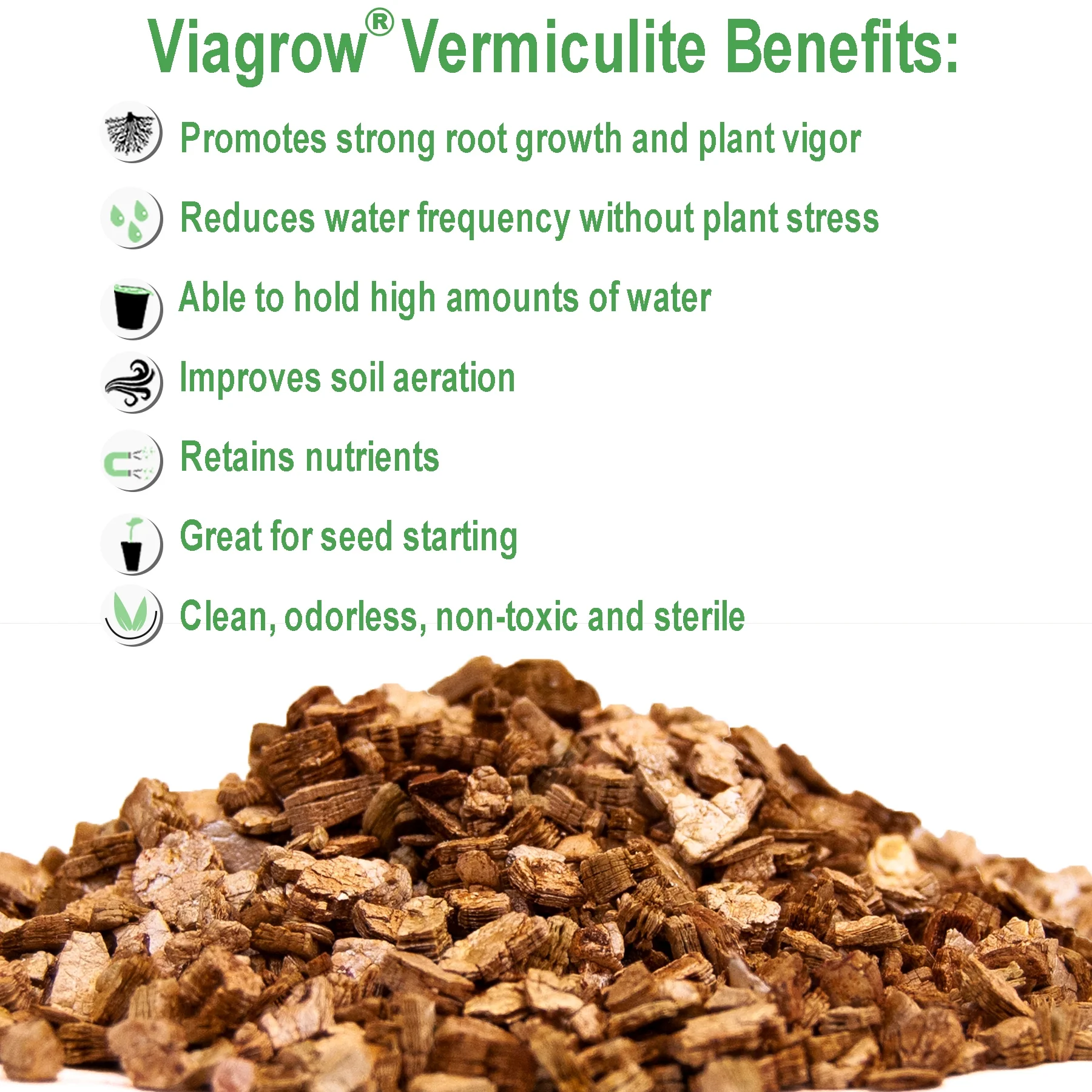 Viagrow Vermiculite, Coarse and Chunky (4 cubic foot bag/25.71 US gallons/113 l)