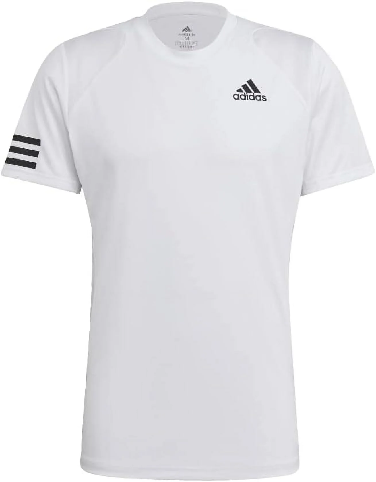 adidas Men's Club 3-Stripe Tennis T-Shirt (White/Black, L)