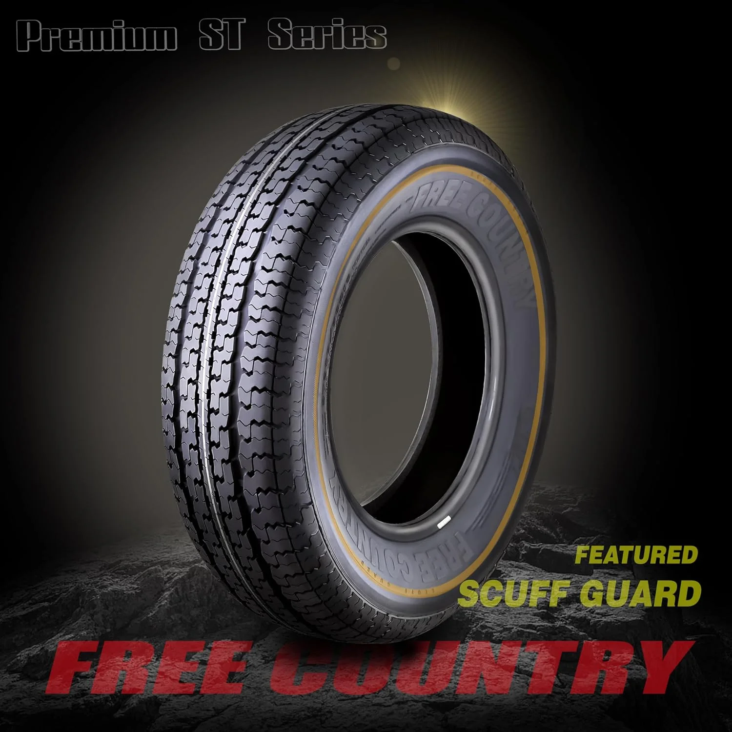 One Premium Trailer Tire ST225/75R15 Radial 10PR Load Range E w/Featured Scuff Guard
