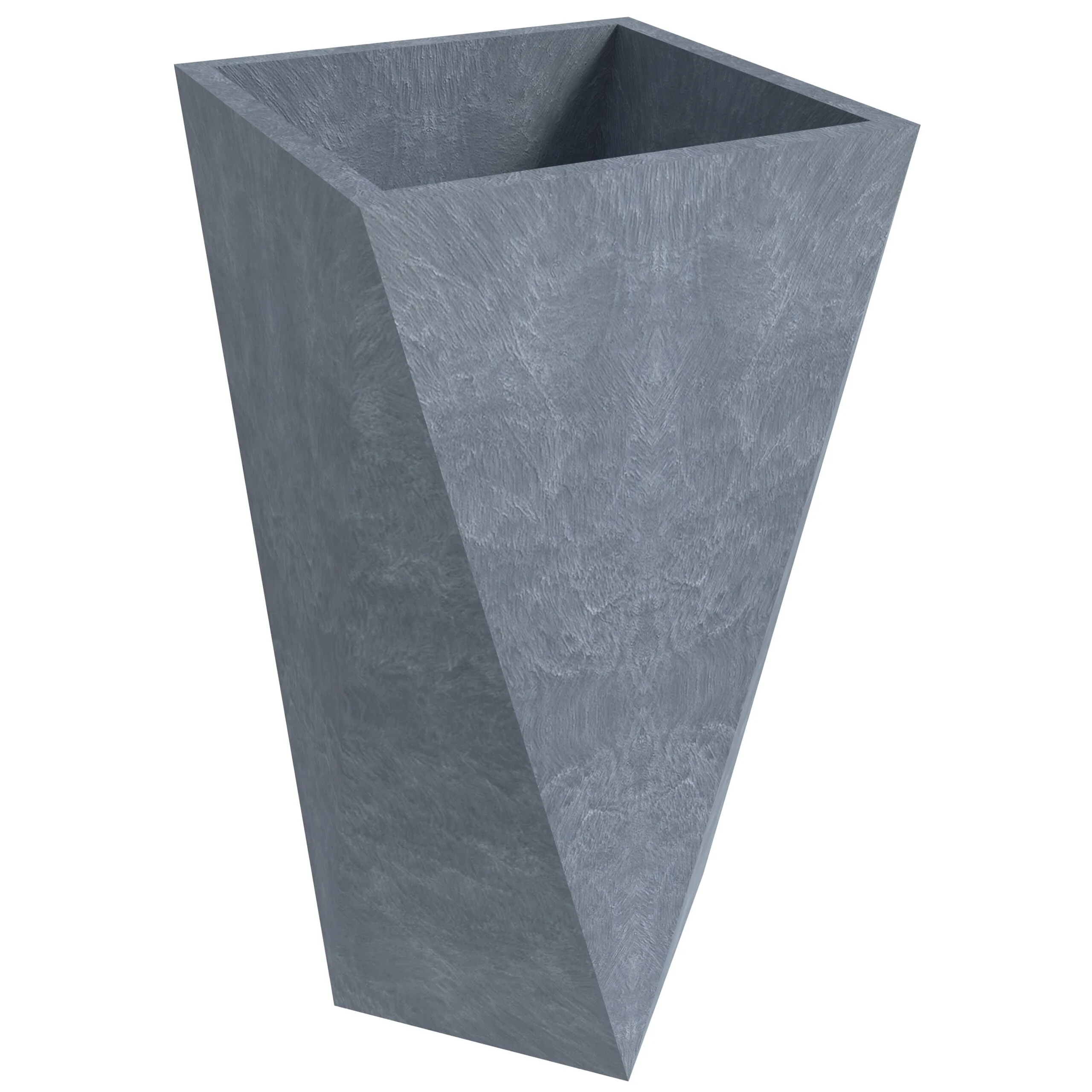 LeisureMod Aloe Tapered Square Planter in Fiberstone and MgO Clay Gray 24