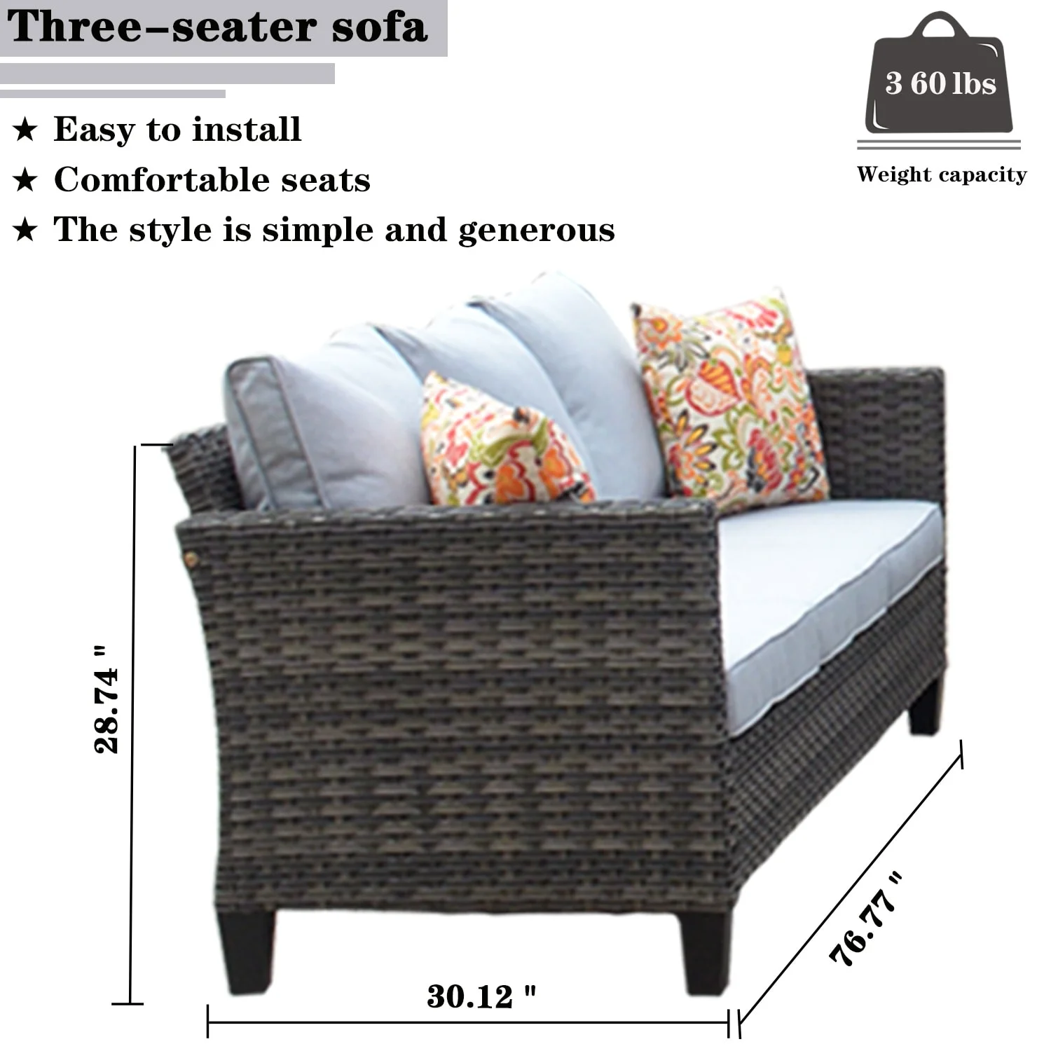 OVIOS  7-piece Patio Wicker Conversation Set Grey