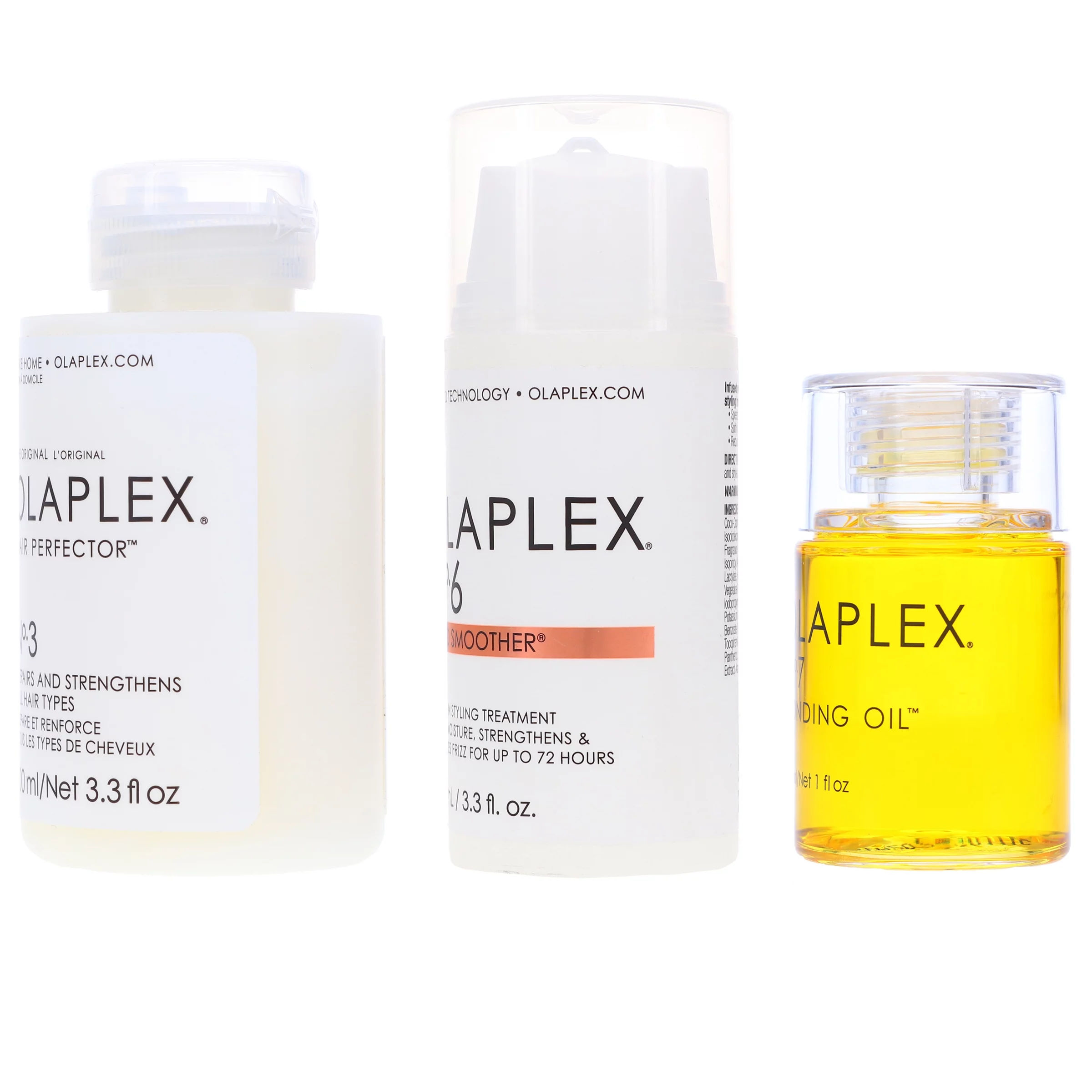 Olaplex No. 3 Hair Perfector 3.3 oz, No. 6 Bond Smoother Reparative Styling Creme 3.3 oz & No. 7 Bonding Oil 1 oz Combo Pack