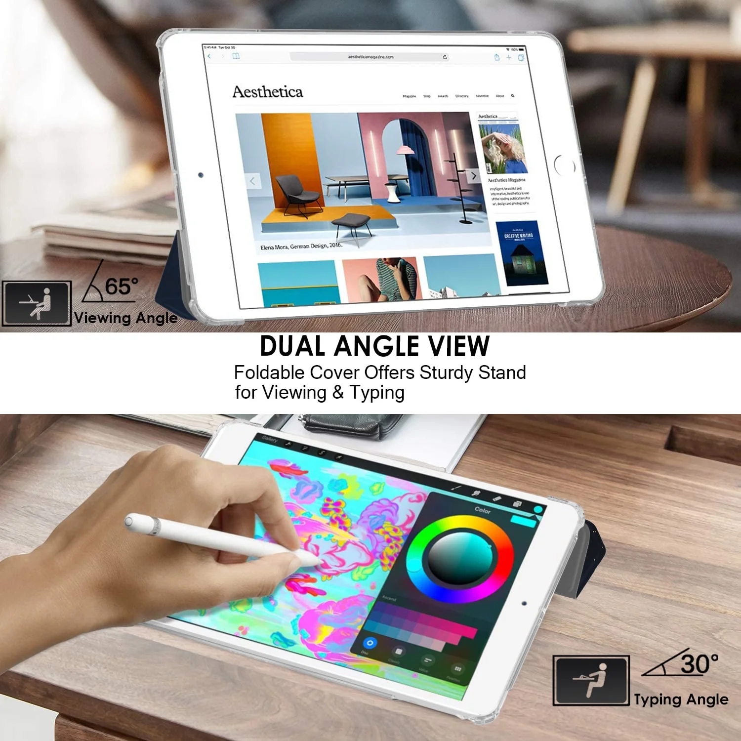 iPad Air 1 2iPad 5 6 Gen 9.7 [iPad 6th 5th Air 2nd 1st ] A1893 A1822 A1566 A1474 MRJN2LL/A MR7G2LL/A MR7F2LL/A MP2F2LL/A Shockproof Printed Cover with Clear Transparent Back Shell - Night Sky