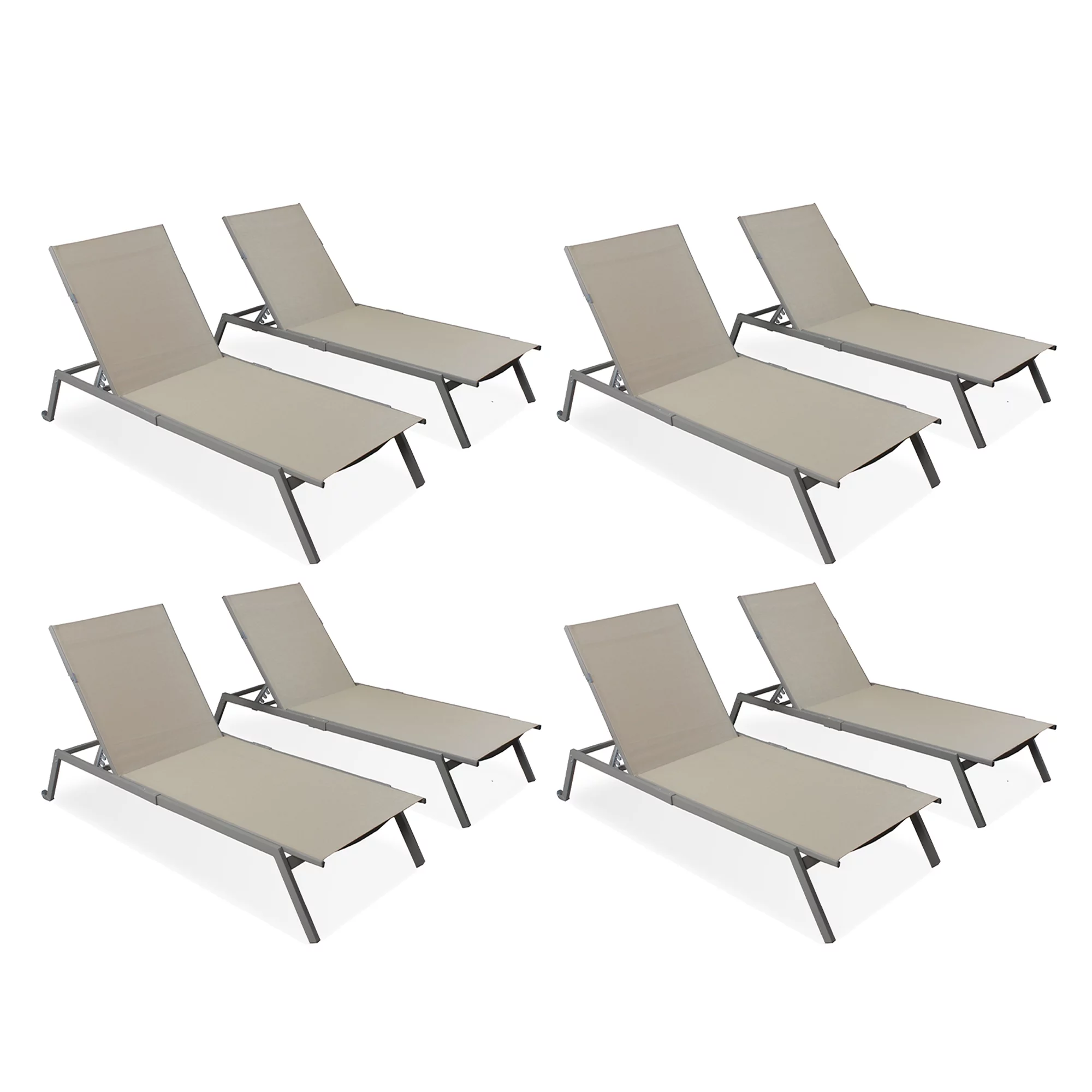 Ostrich Princeton Adult Outdoor Chaise Lounge Chairs w/Wheels, Tan (8 Pack)