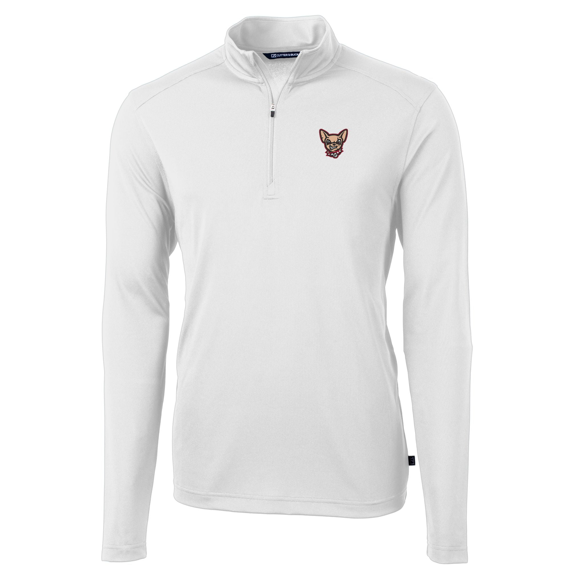 Men's Cutter & Buck White El Paso Chihuahuas Virtue Eco Pique Recycled Quarter-Zip Pullover Top