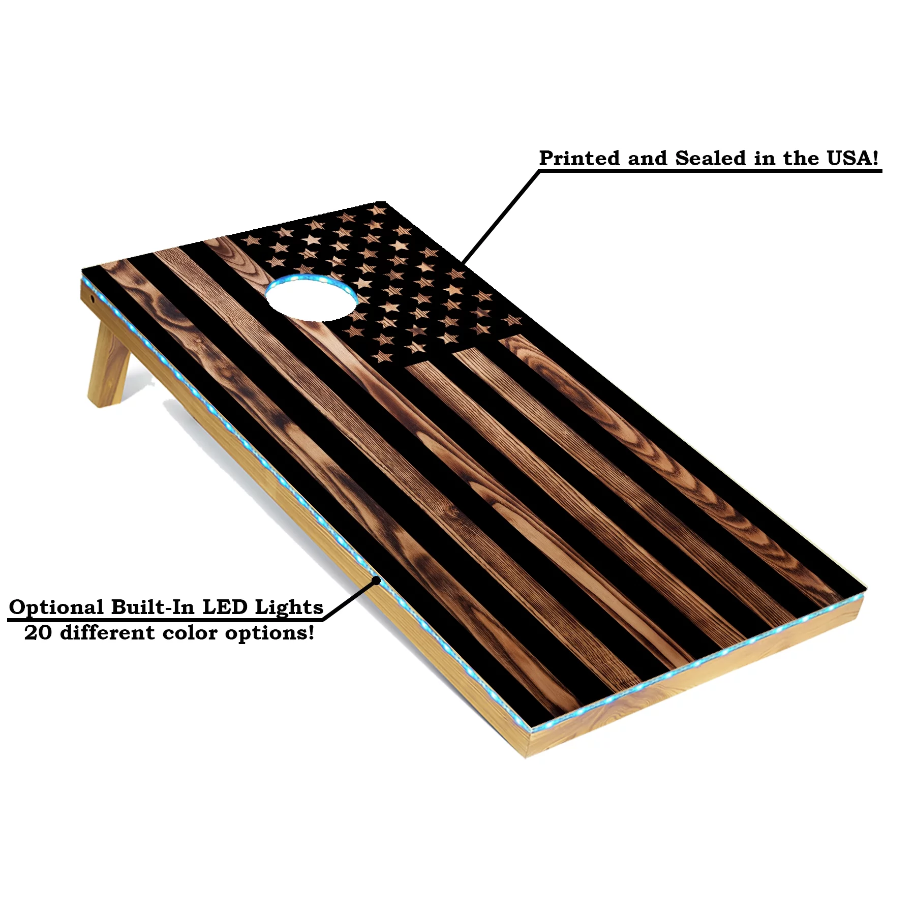 Tailgating Pros Corn Hole Board Set w/Bean Bags and Carrying Case-4'x2' Cornhole Toss - Tournament and Lightweight Options - Optional LED Lights…