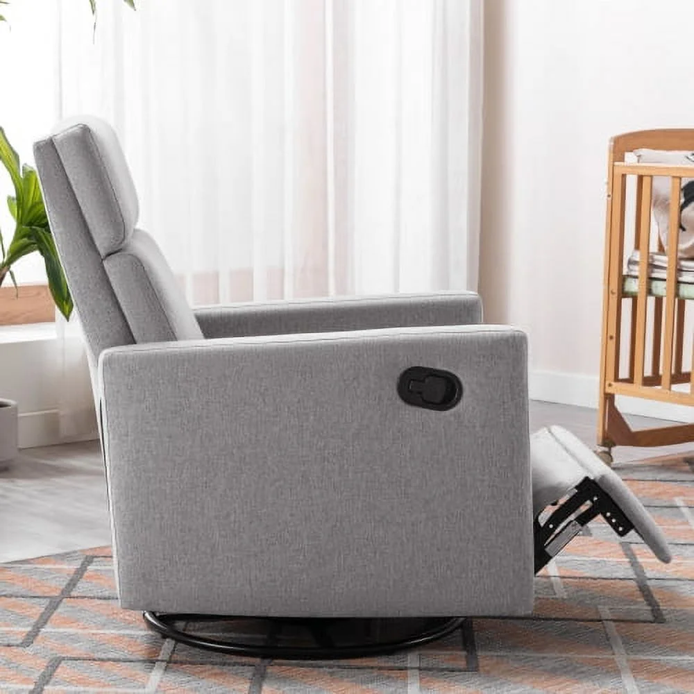 ZJbiubiuHome Modern Upholstered Rocker Nursery Chair Plush Seating Glider Swivel Recliner Chair  Gray