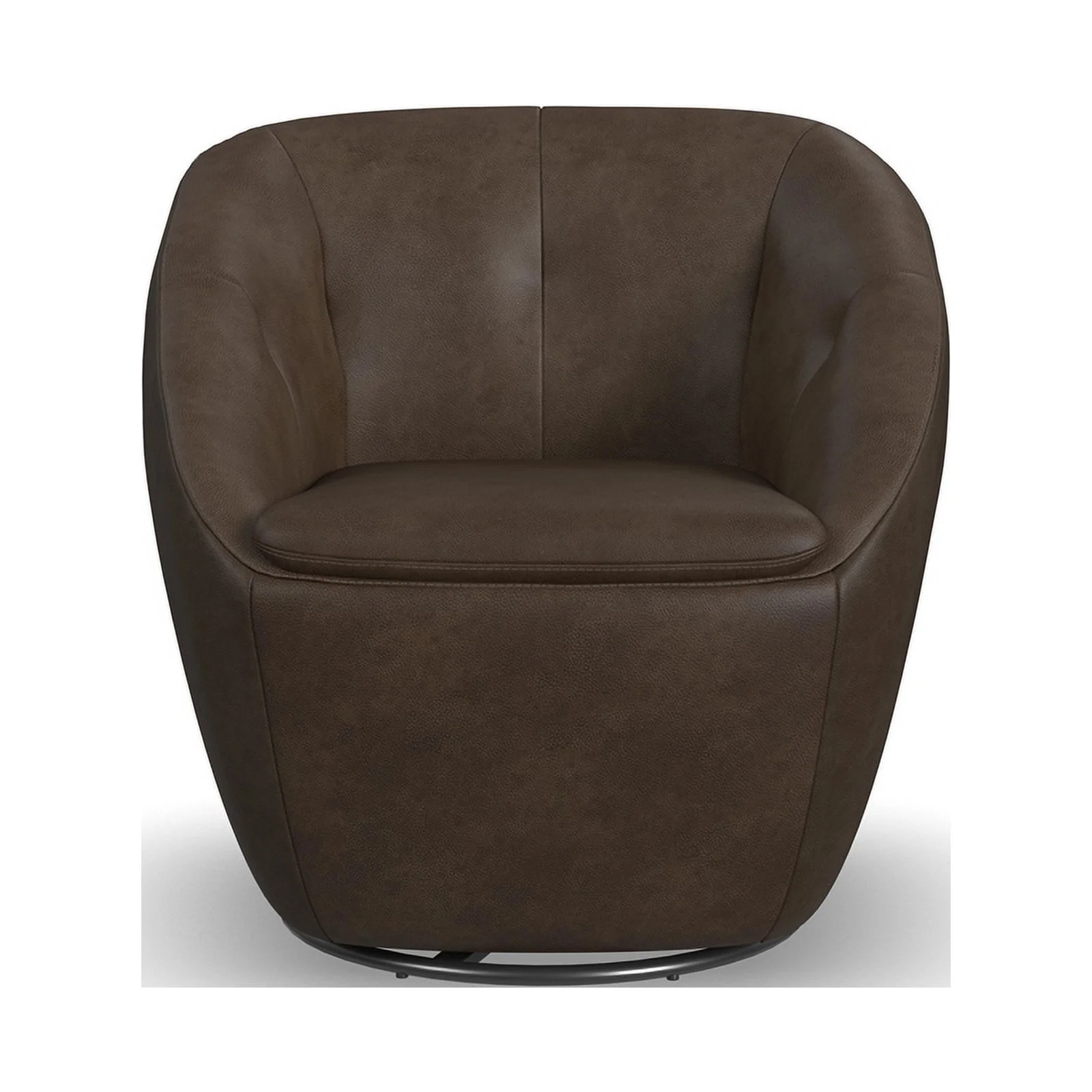 Home Square Leather Swivel Chair in Medium Brown Finish - Set of 2