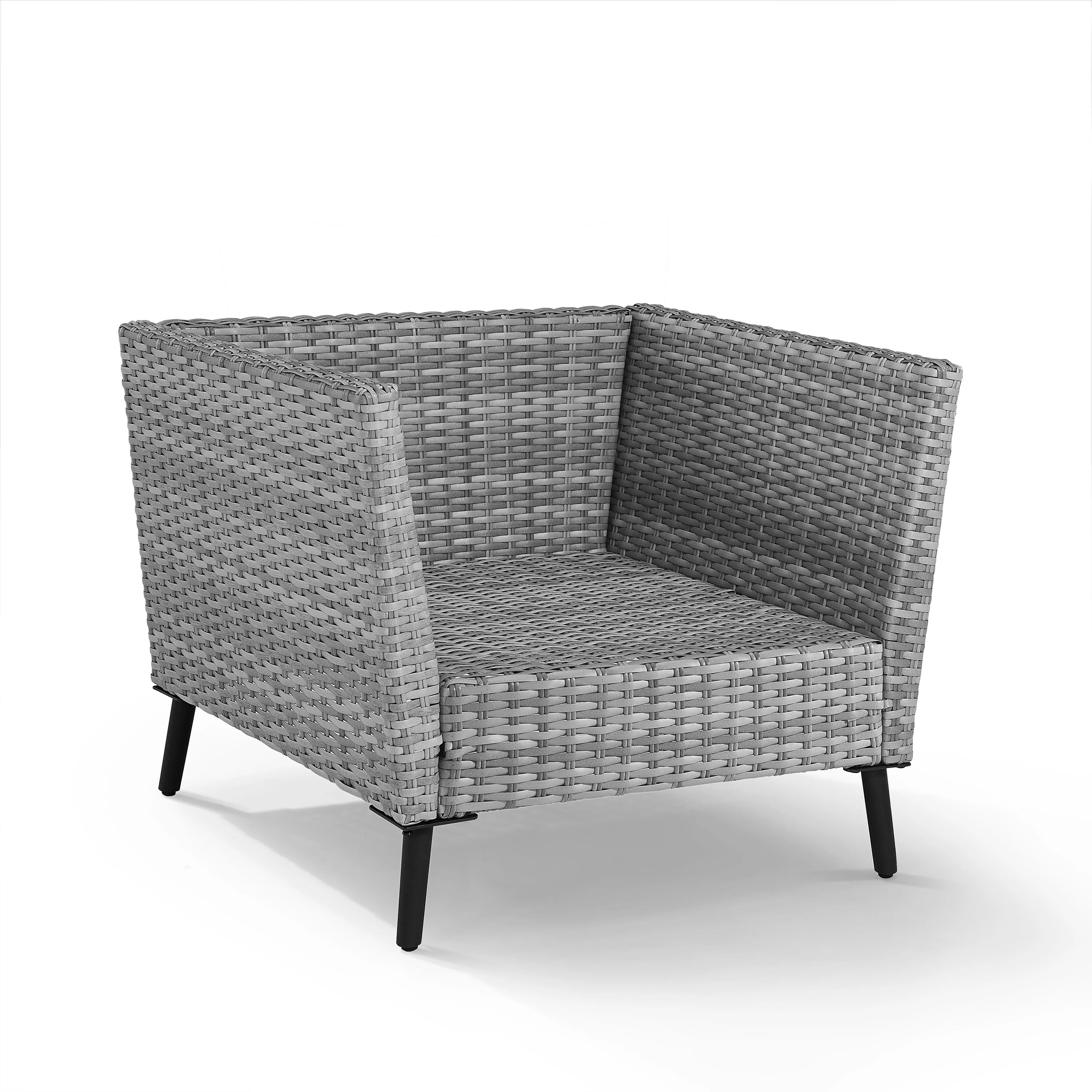 Crosley Richland Wicker Patio Arm Chair in Gray (Set of 2)