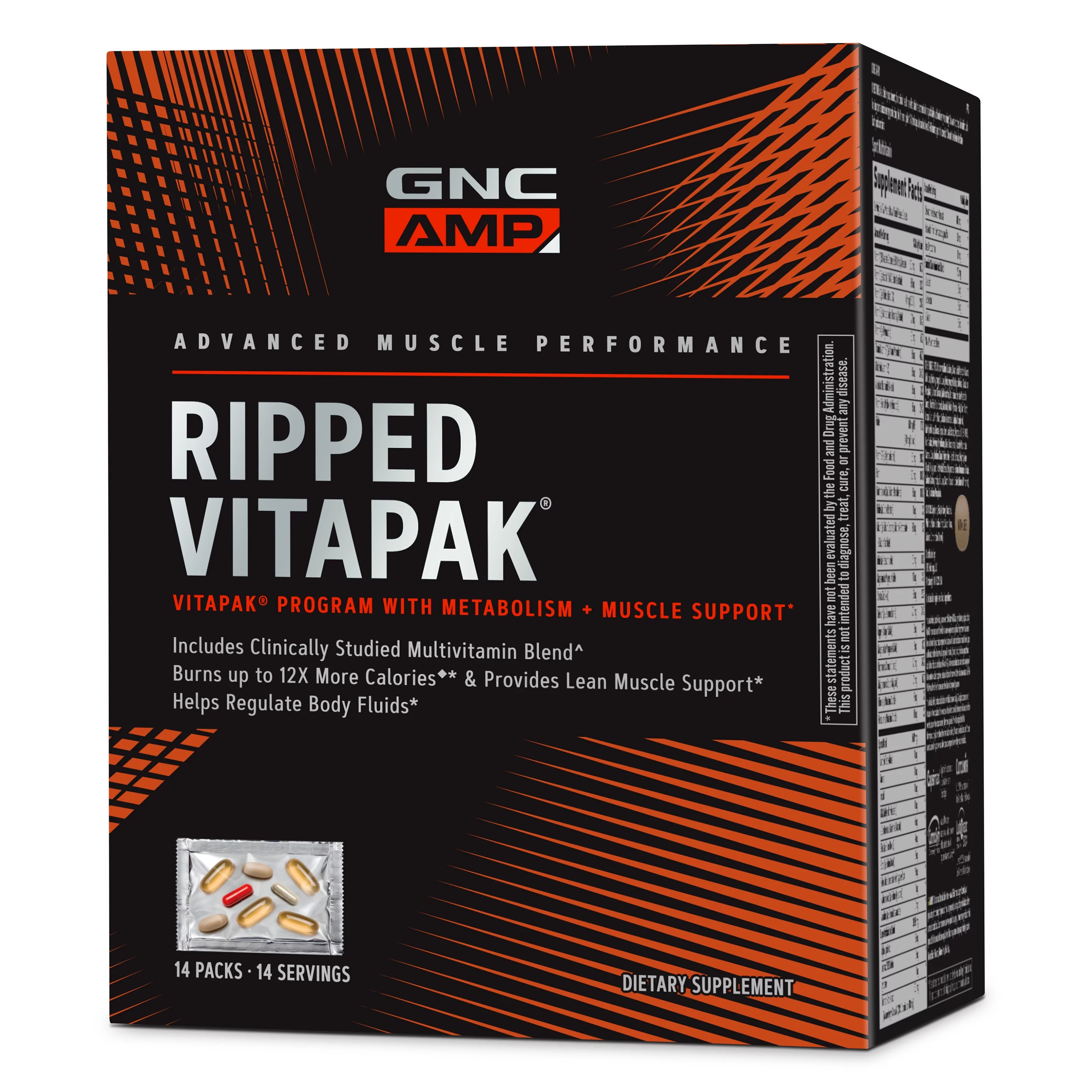 GNC AMP™ Ripped Vitapak® Program, 14 Daily Vitapaks, Multivitamin Plus Energy & Calorie Burning Support