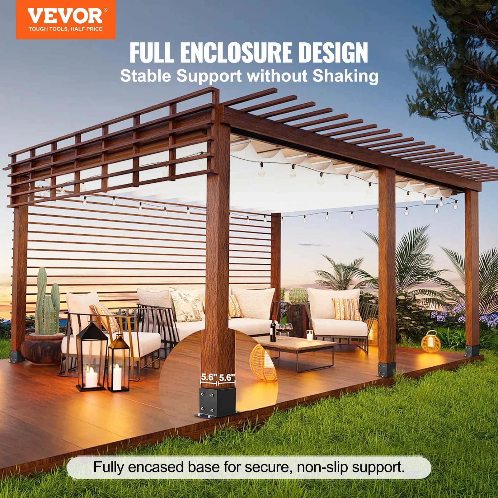 SKYSHALO 4 Pack 6x6 Post Base Brackets Heavy Duty Wood Post Fence Post Anchor